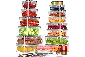 36-Piece Plastic Storage Containers with Leak-Proof Lids for Kitchen Organization