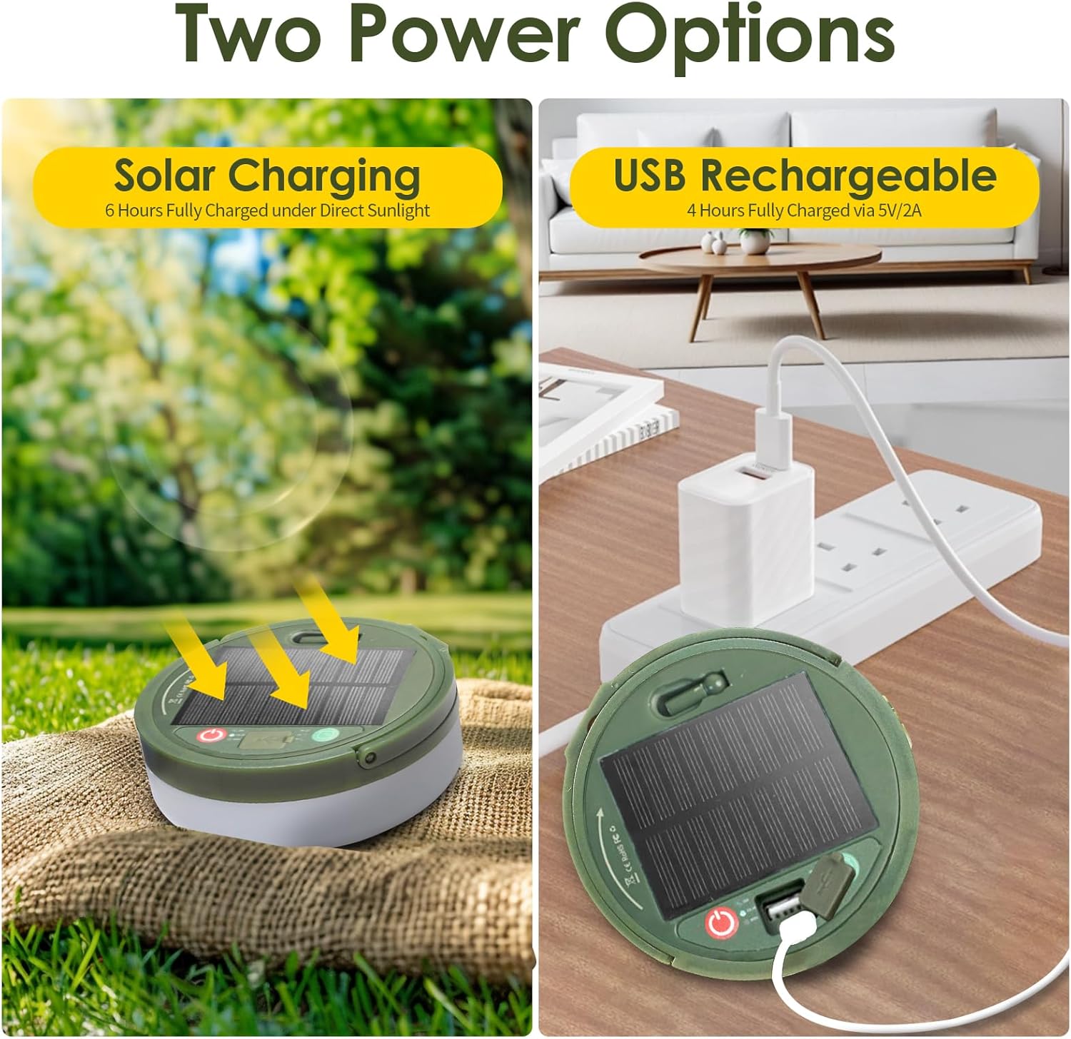 4 in 1 Camp Light Camping String Lights with 8 Modes Rechargeable Waterproof Retractable String Lights Your Ultimate Outdoor Companion (Solar LED+Type C, WarmWhite+Multicolor, 32.8FT)