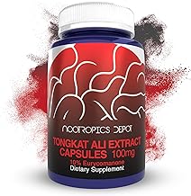 Nootropics Depot Tongkat Ali Extract Capsules | 100mg | 60 Count | 10% Eurycomanone by HPTLC | Eurycoma longifolia Root Extract