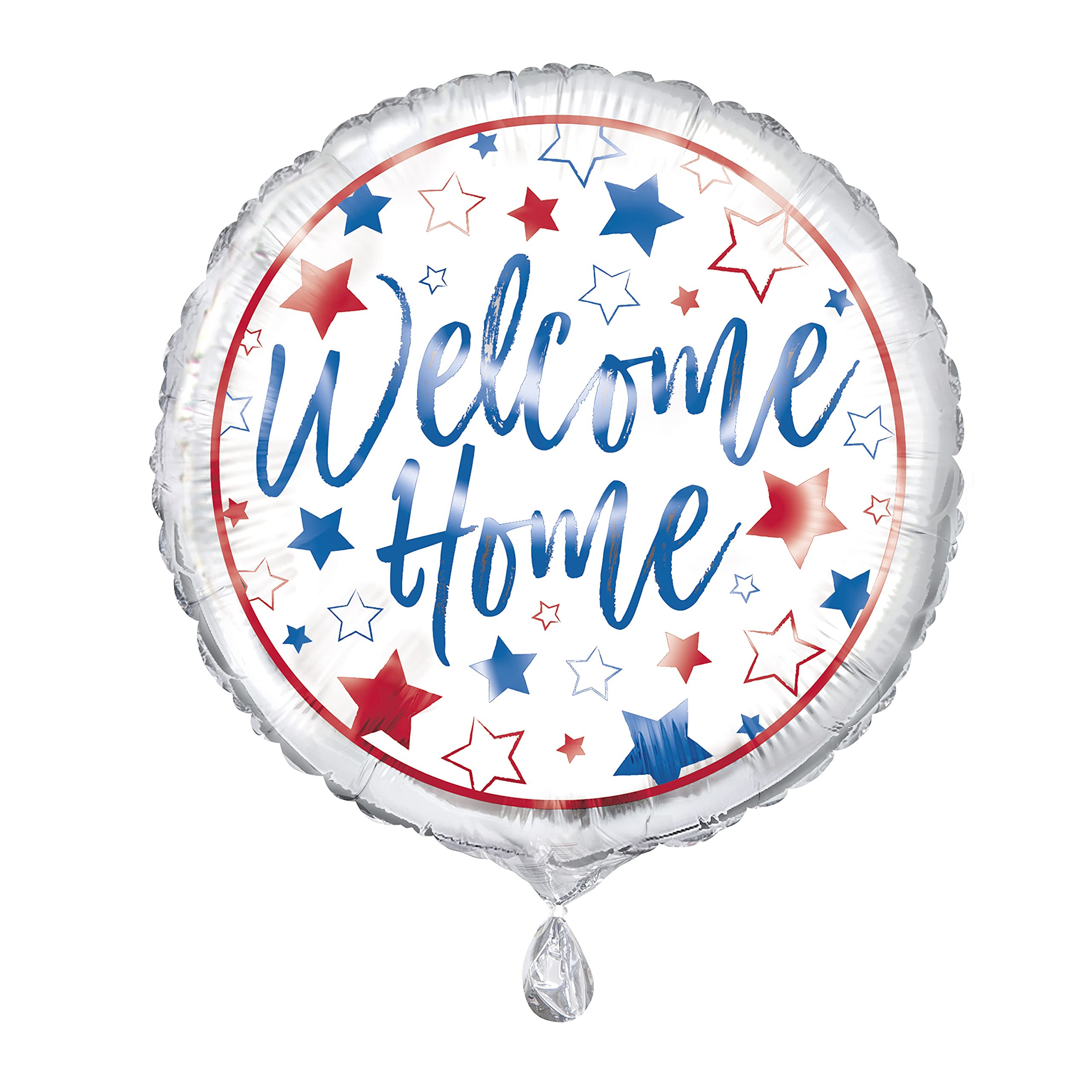 Unique53881 Foil Welcome Home Balloon-45 cm-Red, White and Blue Design, Multicolour, 45cm