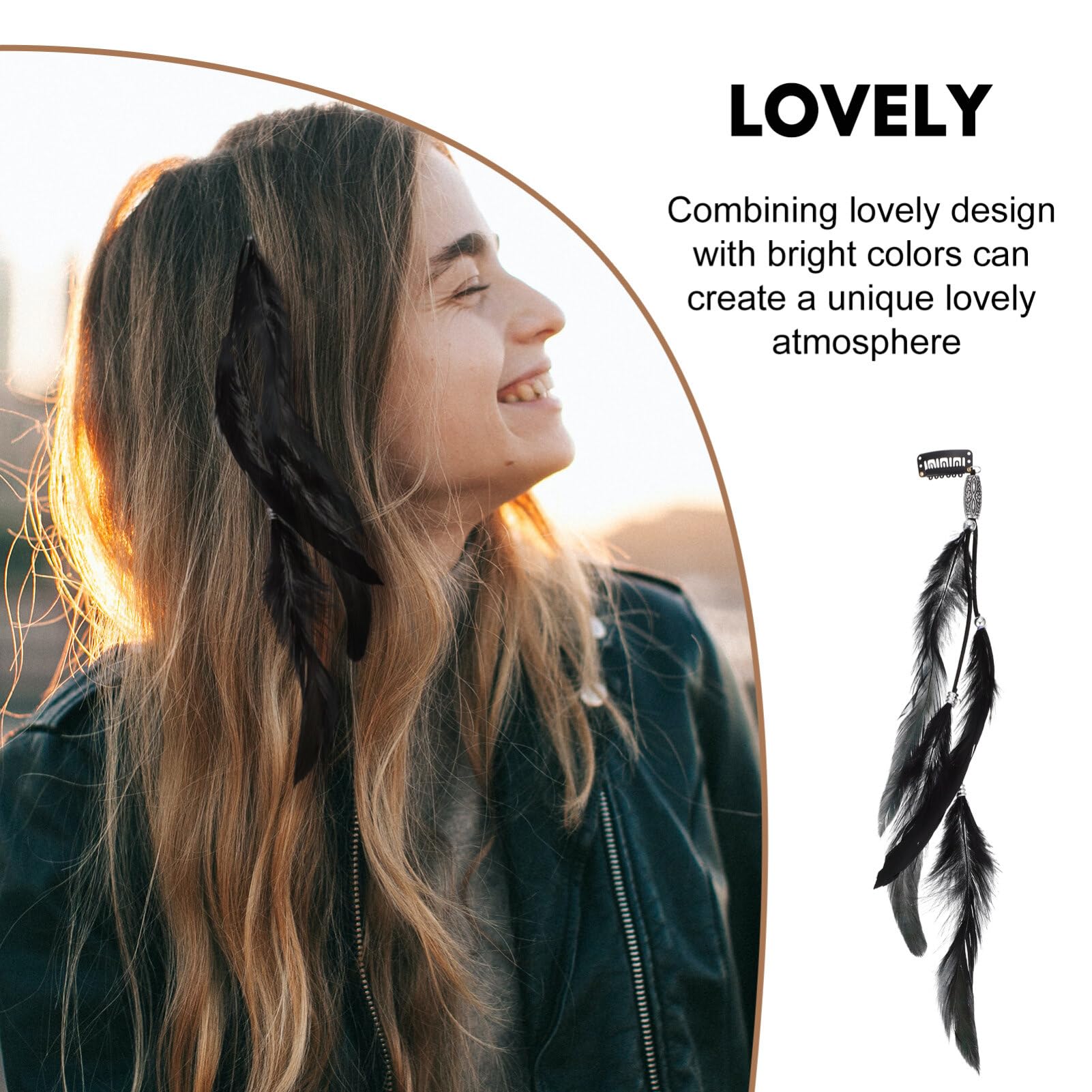 Extensions de Cheveux à Clips en Plume, Lot de 6, Rétro