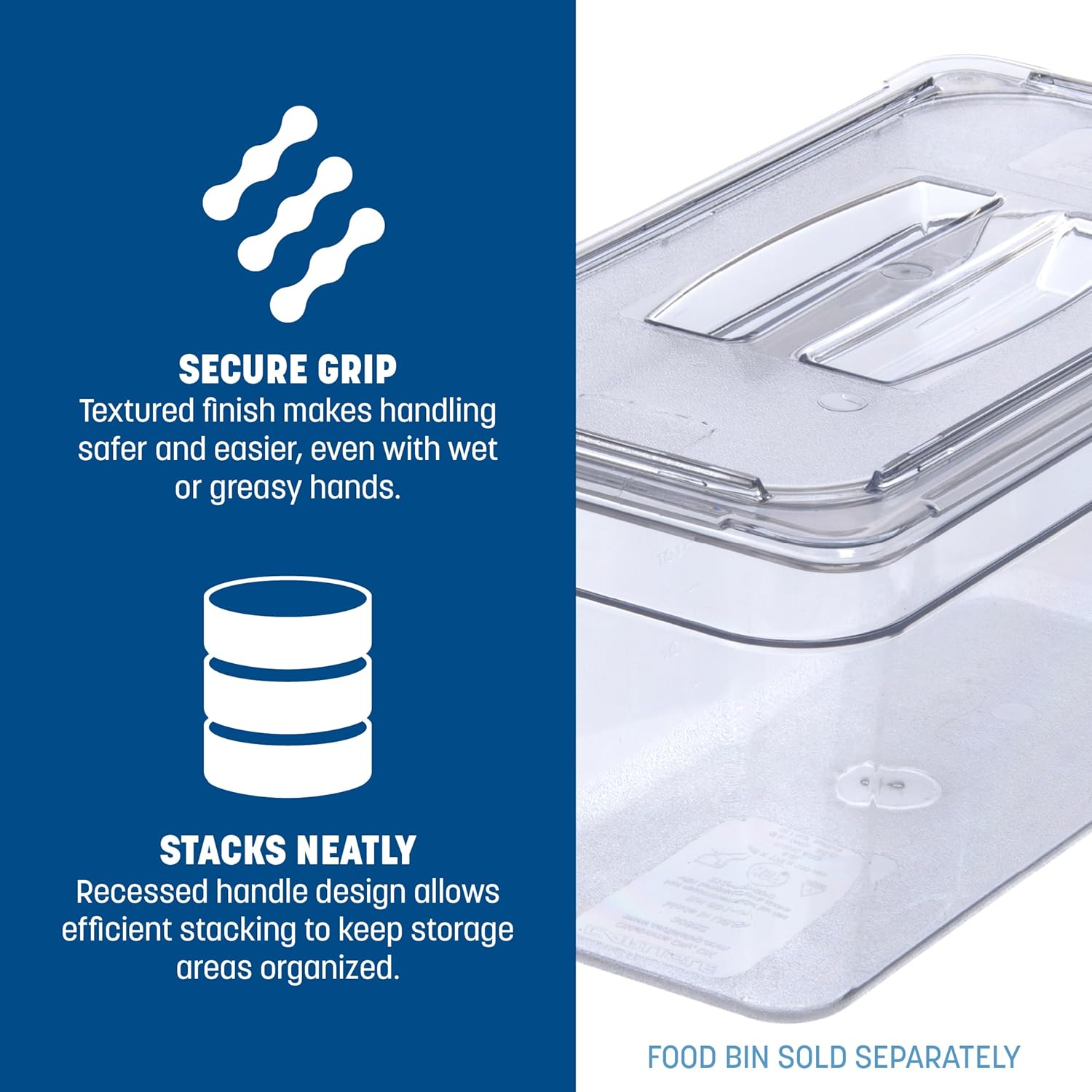 Carlisle FoodService Products CFS 10270U07 StorPlus Third Size Polycarbonate Universal Handled Food Pan Lid, Clear (Pack of 6)