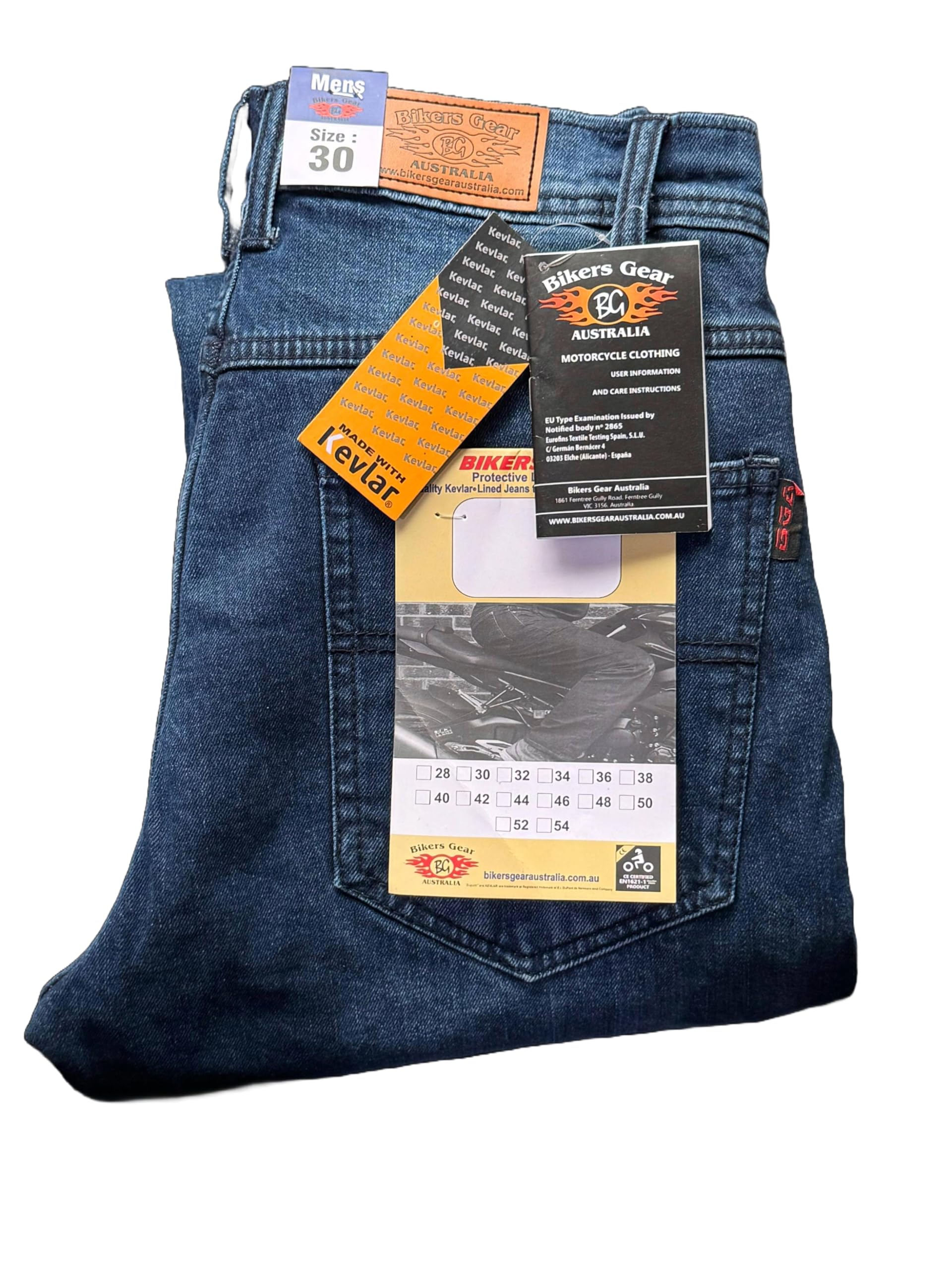 Bikers Gear Blue Stetch Jeans - Jean de Moto pour Homme avec Doublure en Kevlar et Protection CE Amovible Bleu délavé - Droit - Homme