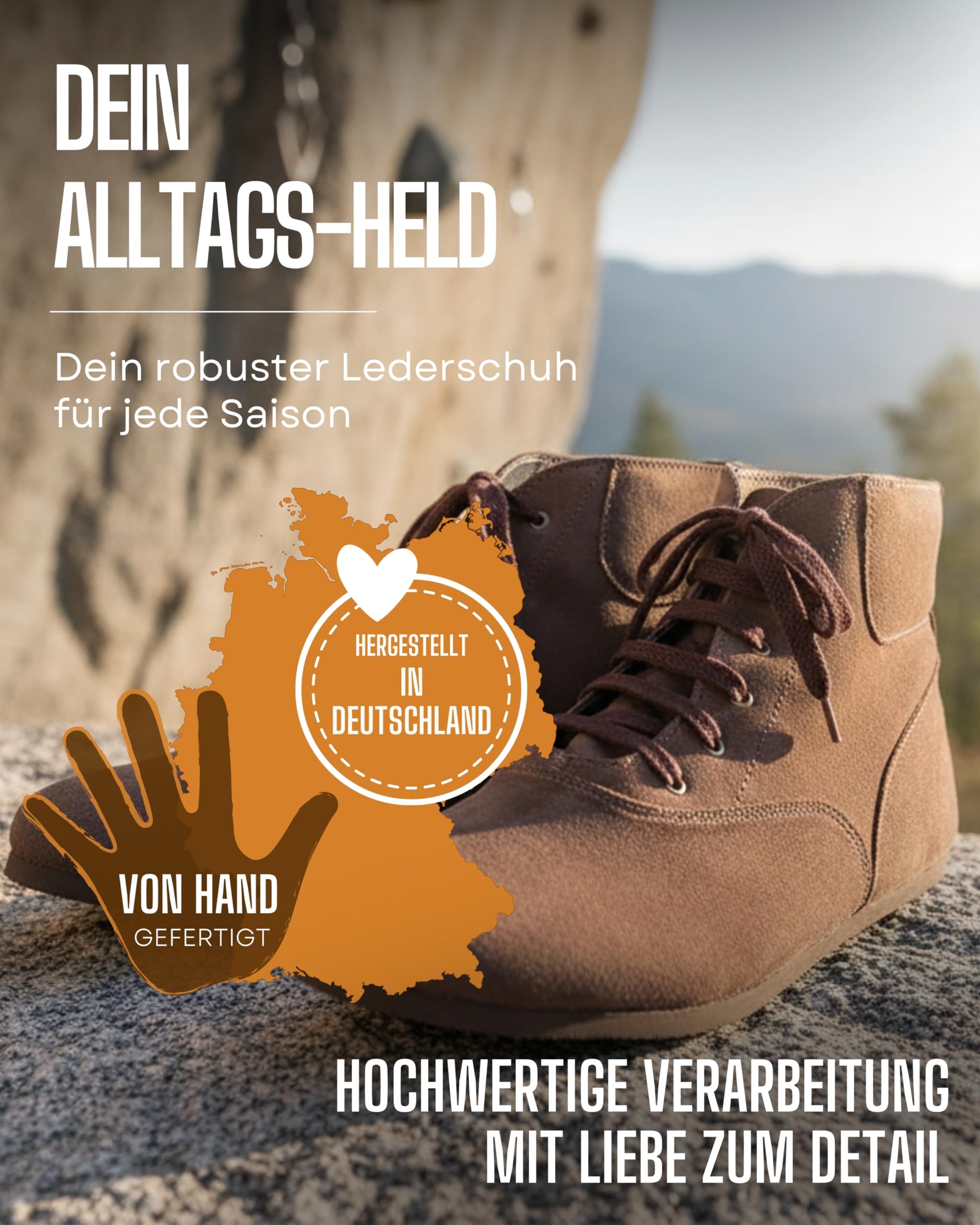 Pantoffelmann Tramper aus Veloursleder I Größe 36–48 I Bequeme Barfußschuhe für Damen & Herren I Hochwertige Boots aus echtem Leder I DDR Schuhe ideal zum Klettern