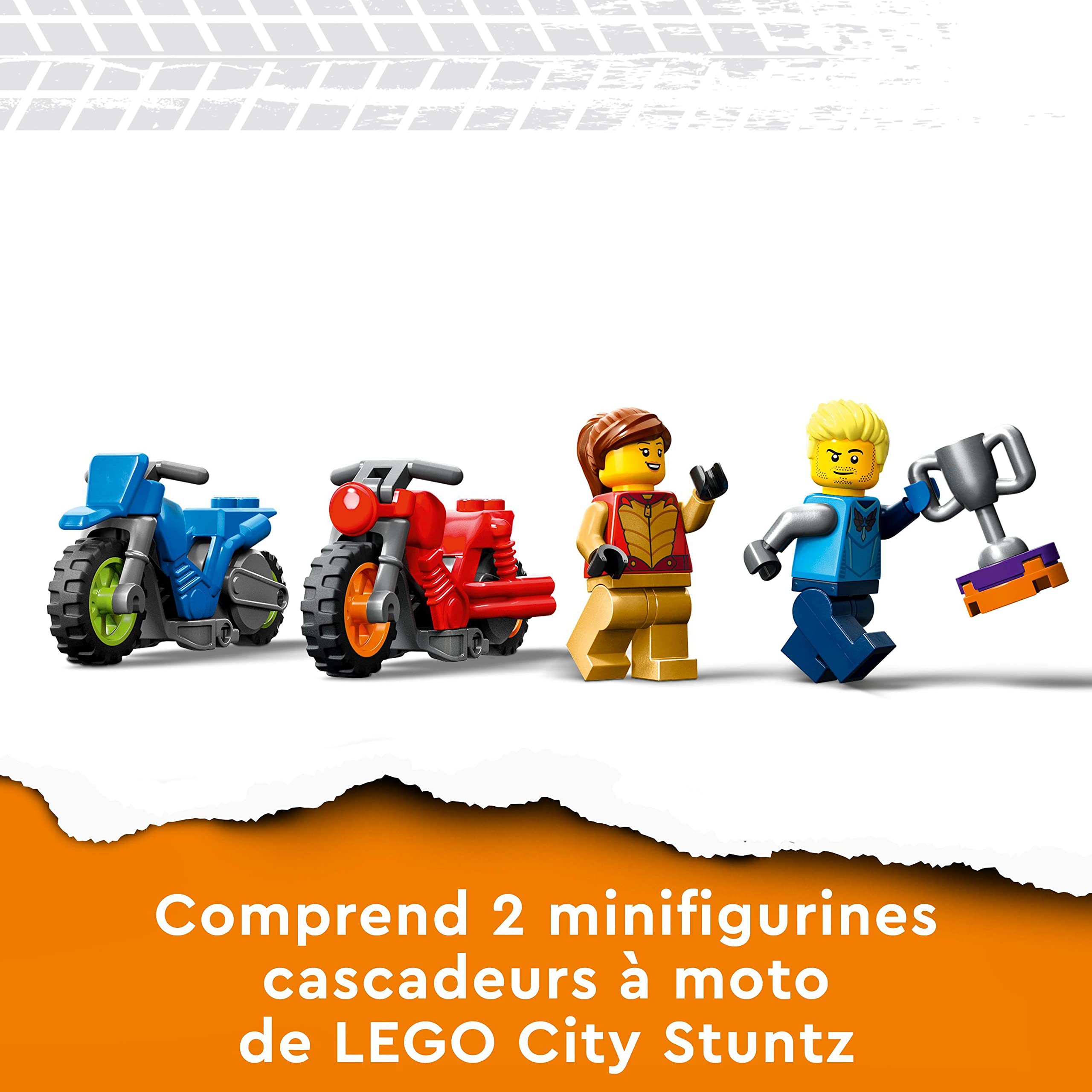 LEGO 60360 City Stuntz Le Défi de Cascade : Les Cercles Rotatifs, Épreuves pour 1 ou 2 Joueurs avec Moto, Jouet pour Enfants, Garçons et Filles Dès 6 Ans