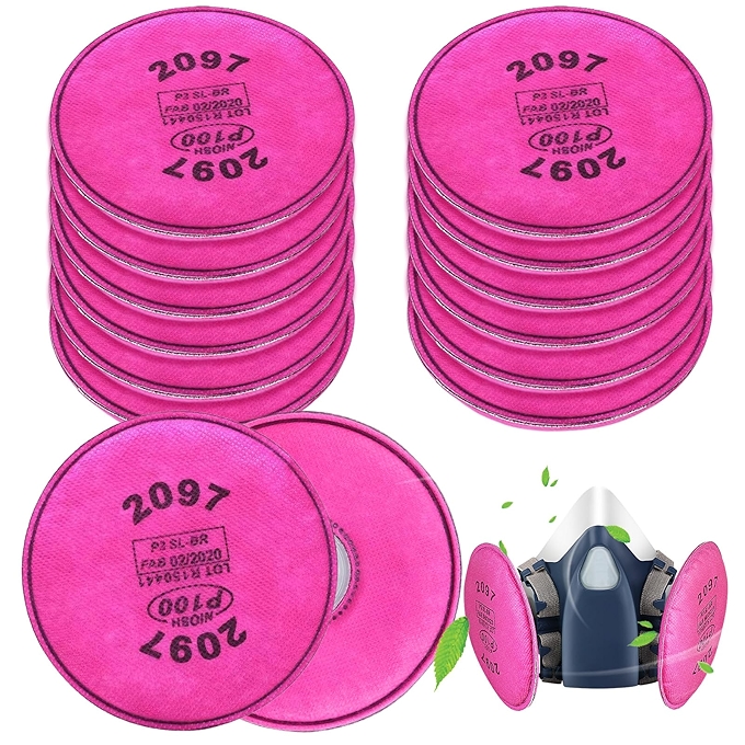 2097呼吸过滤器，适用于P100过滤器，防尘防化学