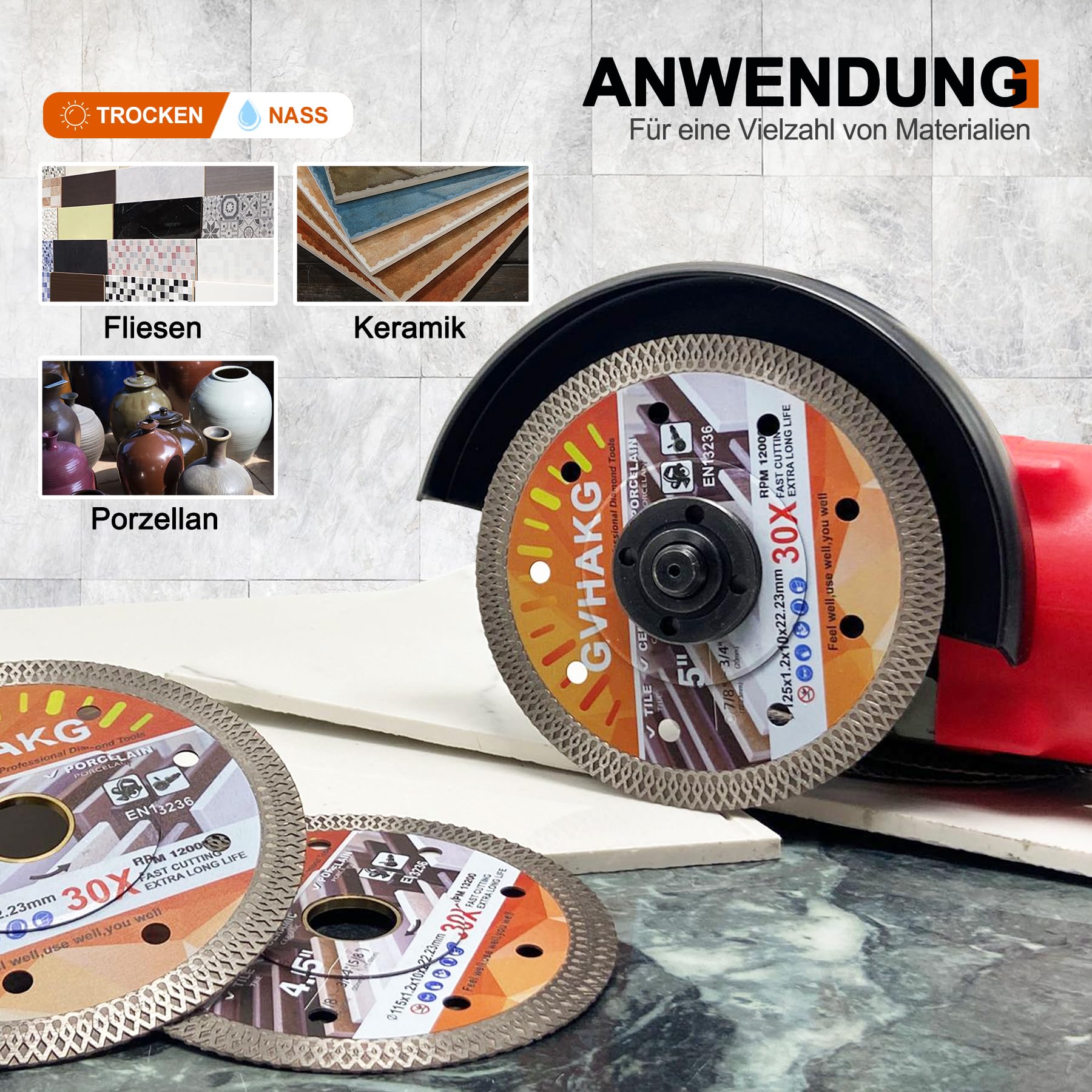 Disque Carrelage 125mm 2 Disques Diamant 125mm Extra Fin - Pour Carrelage & Grès Cérame - Segments 10mm - Coupe Nette Sans Éclats Disque Diamant 125 Mm Carrelage