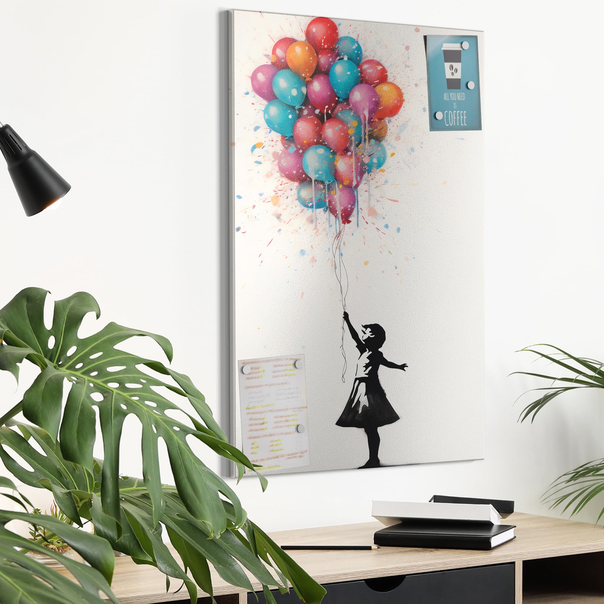DEQOART Metall Magnettafel | 40x60 cm cm groß | Motiv Luftige Träume | Whiteboard für alle Magnete | Magnetboard Wand-Tafel für Küche & Büro | Design Magnetwand Pinnwand magnetisch