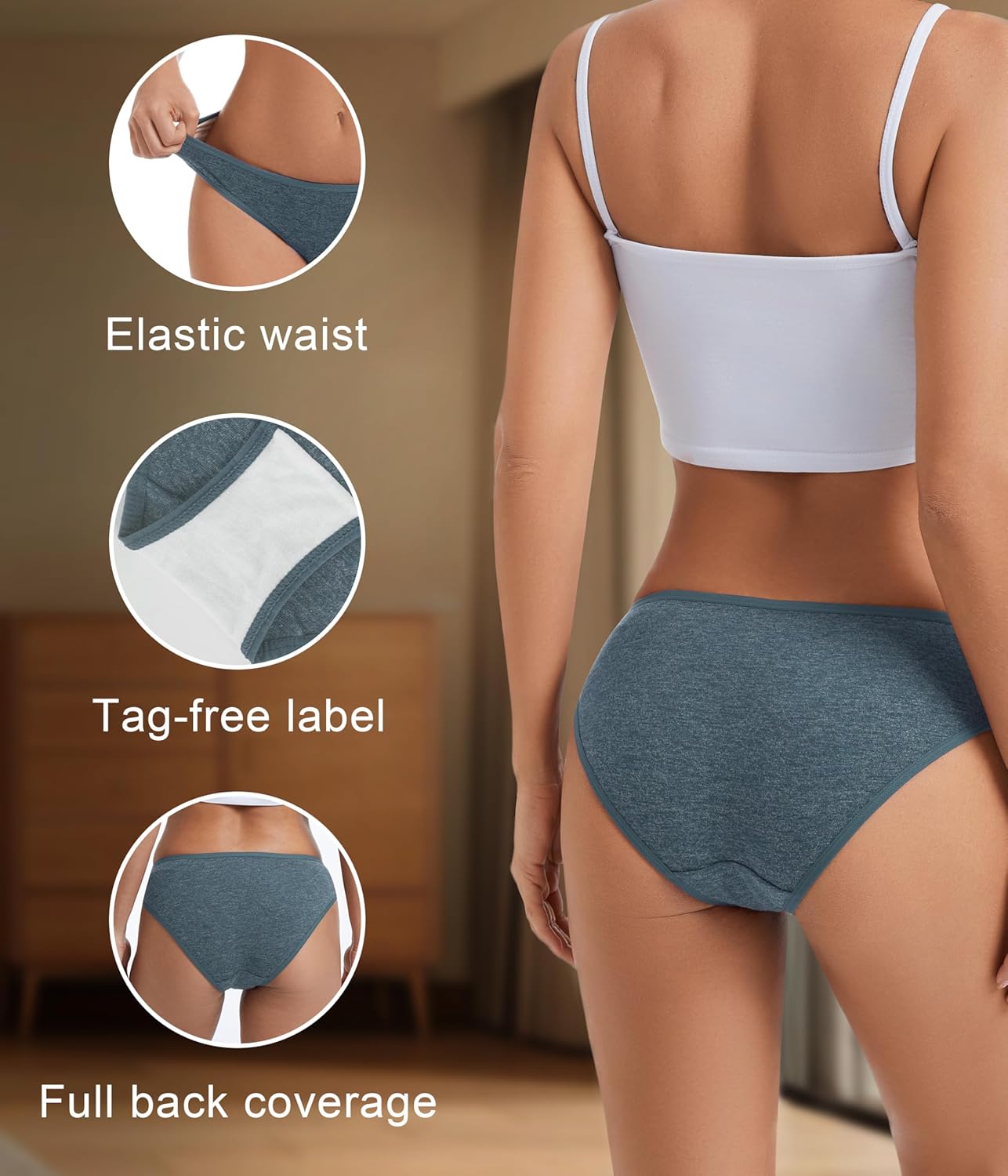 5 Packs Merino Wool Underwear Women, Breathable Soft Wooly Womens Panties Briefs, Moisture Wicking Ladies Bikini - Image 5