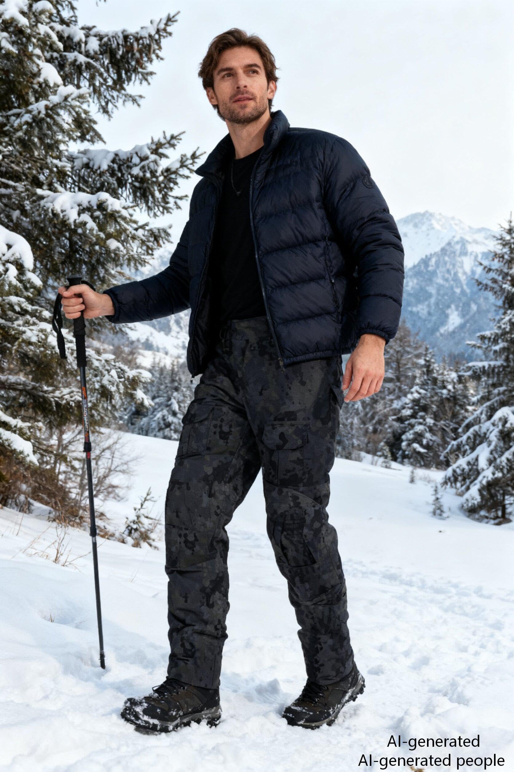 Pantaloni cargo tattici mimetici da uomo, pantaloni da lavoro ripstop per escursioni all'aperto, con tasche multiple, senza cintura, senza ginocchiere