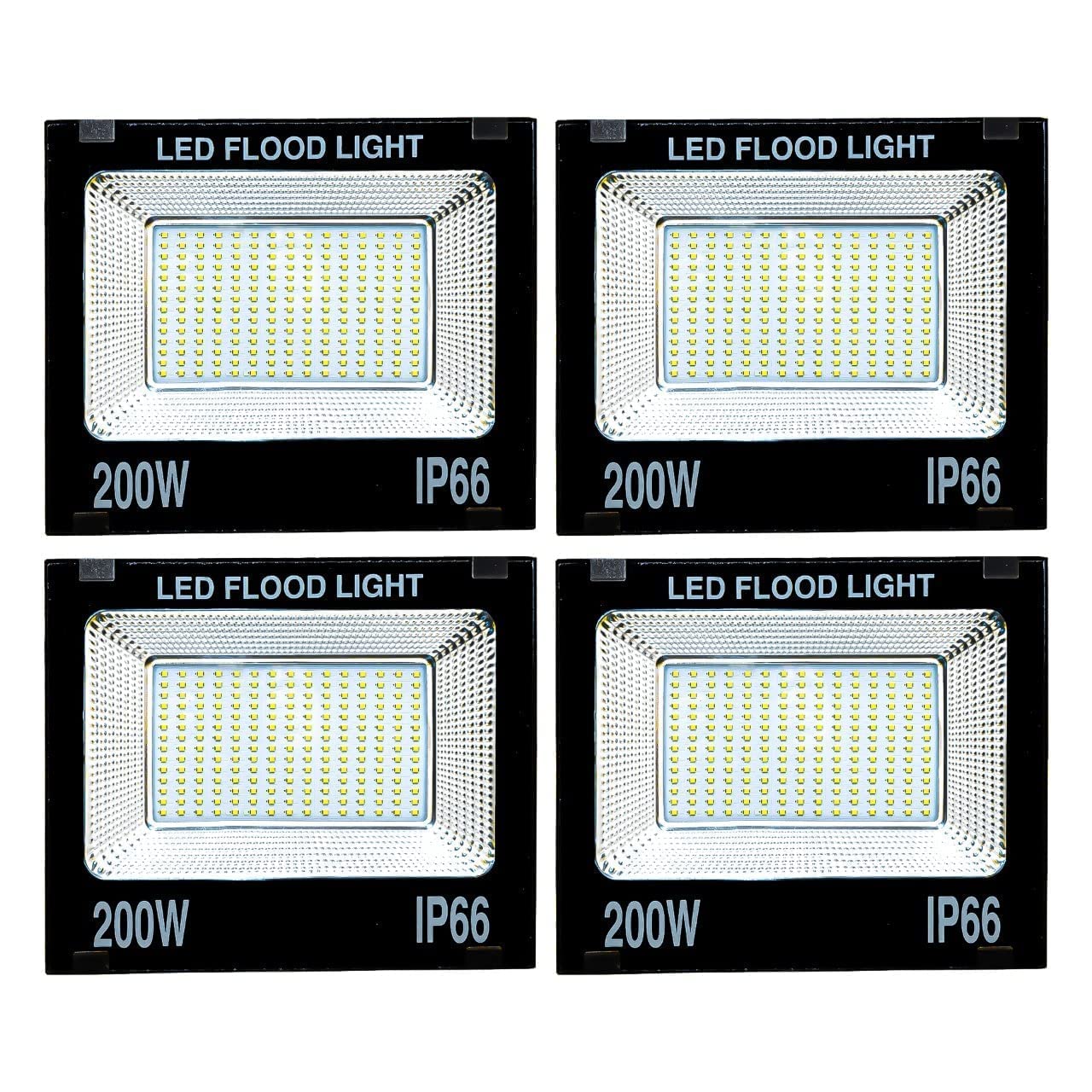 Gesto 200W LED Flood Light - IP66 Waterproof Led Lights with 120deg Wide Beam-LED Lamp Lights for Home-(Cool White,Pack of 4)(Metal)