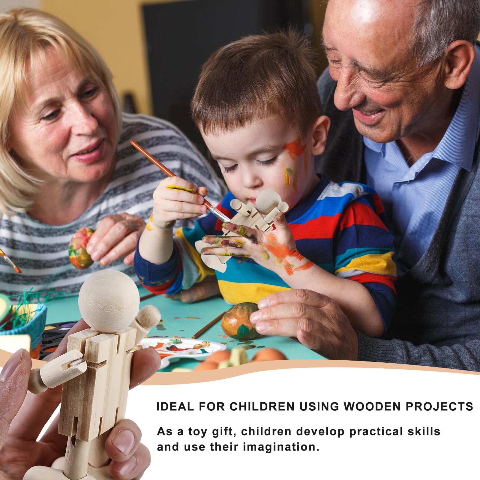 BESPORTBLE Holzpuppen 2er Set - Unbemalt Zum Selbstgestalten