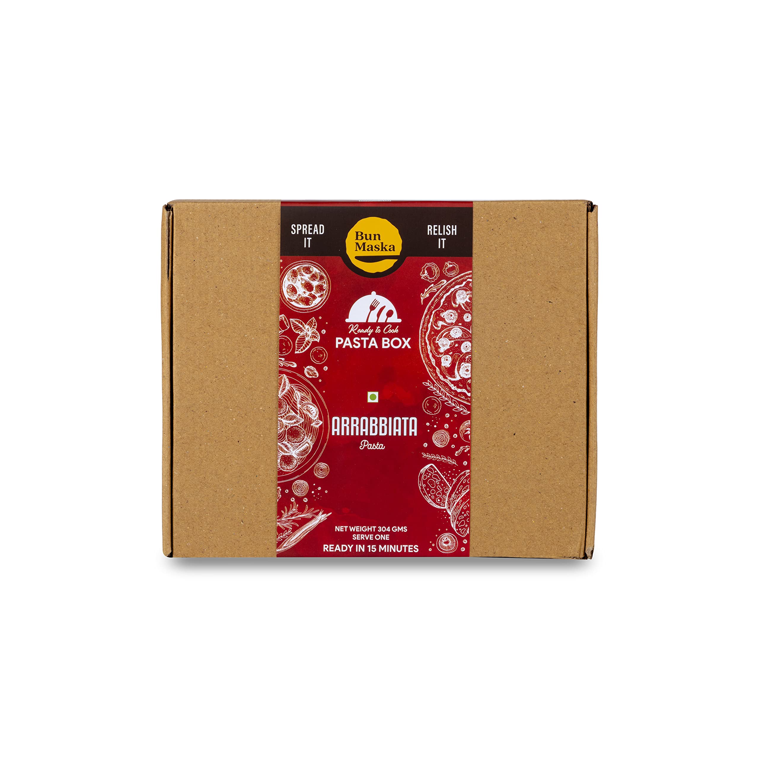 Bun Maska Arrabbiata Kit With Durum Wheat Penne Pasta & Arrabbiata Sauce | Ready To Cook in Just 15-Min |Serve for One| Instant Healthy Snacks (304 gm)