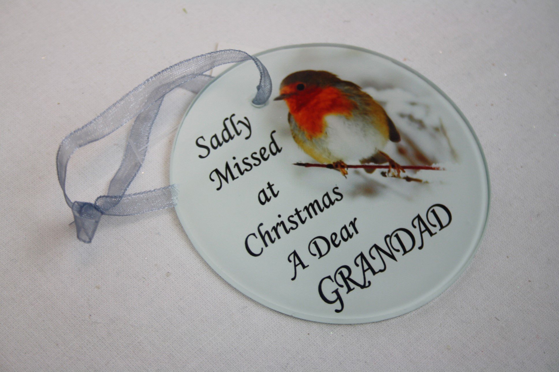 David Fischhoff Grandad Robin Christmas Tree Hanging Glass Memorial Ornament - Choice Of Relative (Dear ), Sdfjtrd338