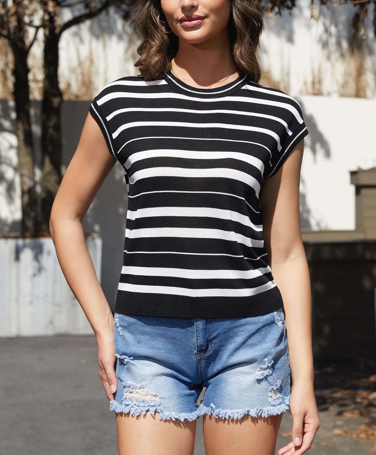 Trendy Tops for Women Summer Sweater Lightweight Loose Fit Vest Top Boho Cap Sleeve Sweater Vest Crochet Spring - Image 5