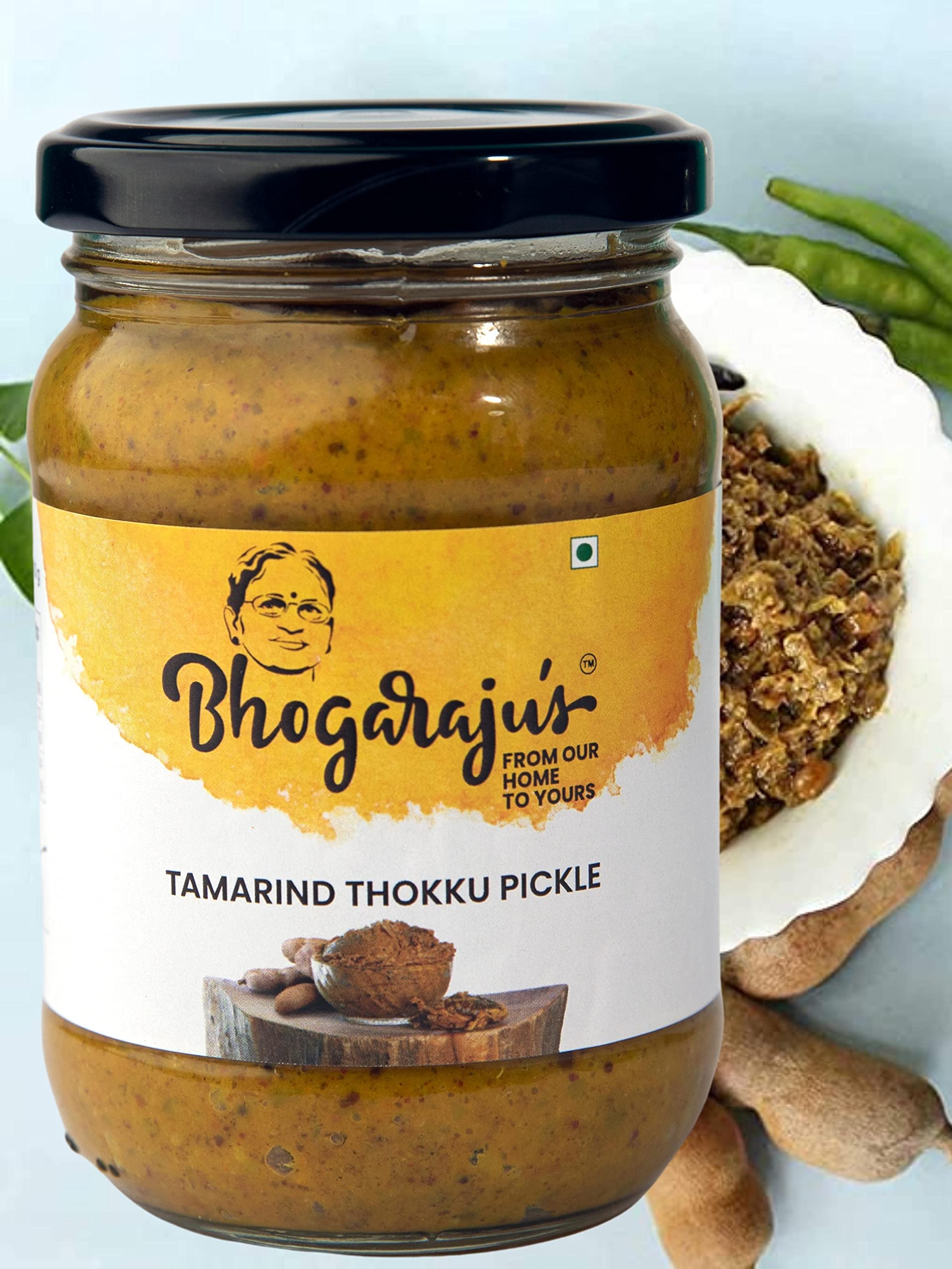 Bhogarajus Pickle Box Combo Pack 2 in 1 Green Tamarind Pickle 300g + South Indian Style Narthangai Pickle 300g - 100% Natural Pickle + 100gm Gift Pack Molaga Chutney Podi - Pack of 3 1