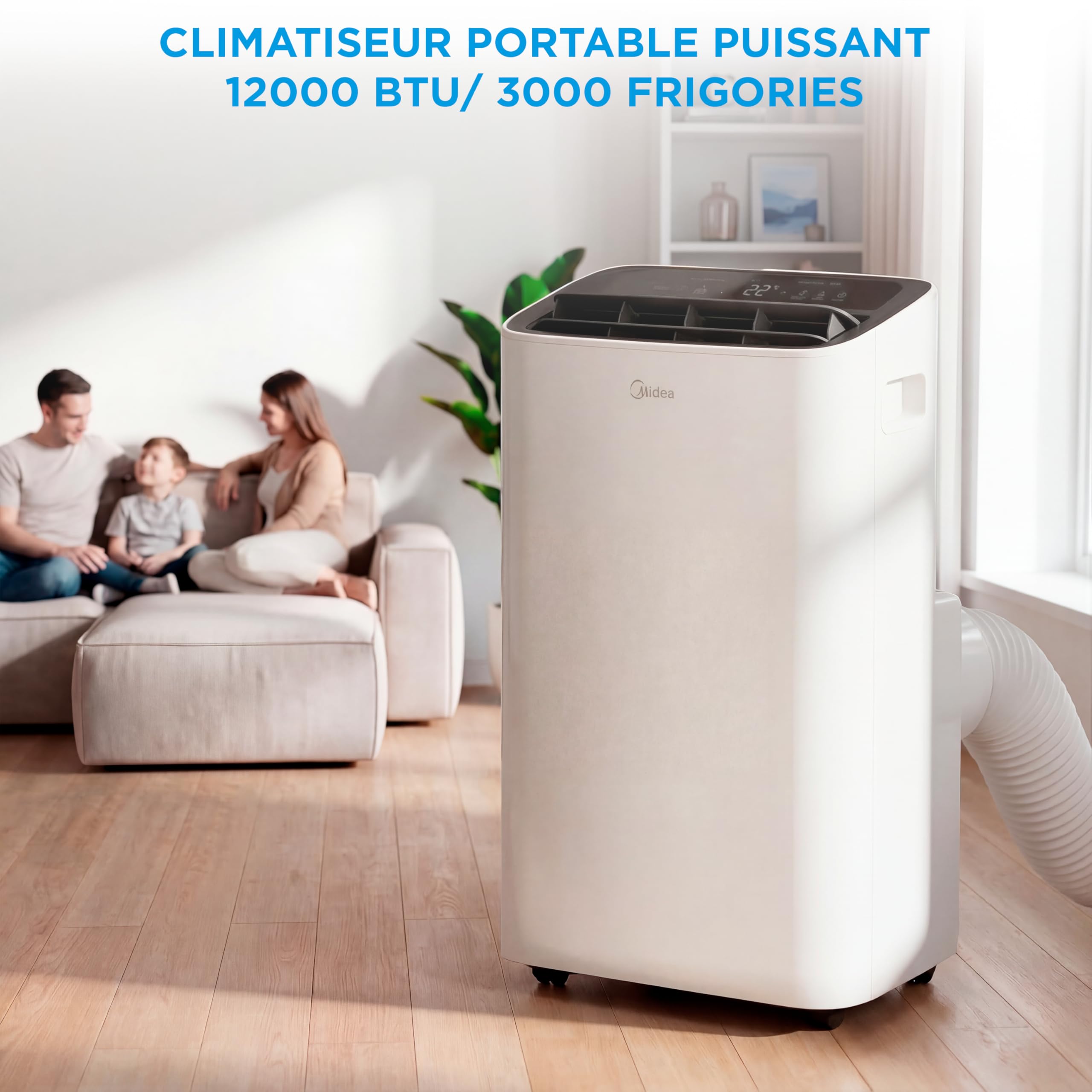 MIDEA Climatiseur Mobile Silencieux 12000 BTU avec Évacuation | 4 en 1: Climatisation, Ventilation, Déshumidification, Sleep | Clim Portable avec Contrôle App & Télécommande | Kit de Fenêtre Inclus - 2