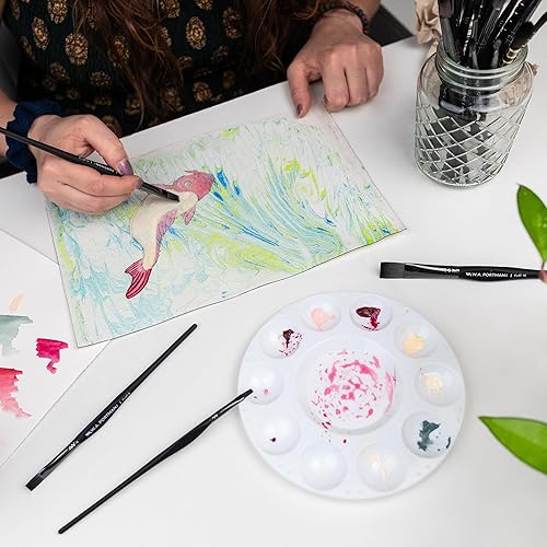 Miniatura 5 de W.A. Portman Juego de 4 pinceles planos para pintura de acuarela, pinceles profesionales para acuarela y pinceles acrílicos, pinceles acrílicos y