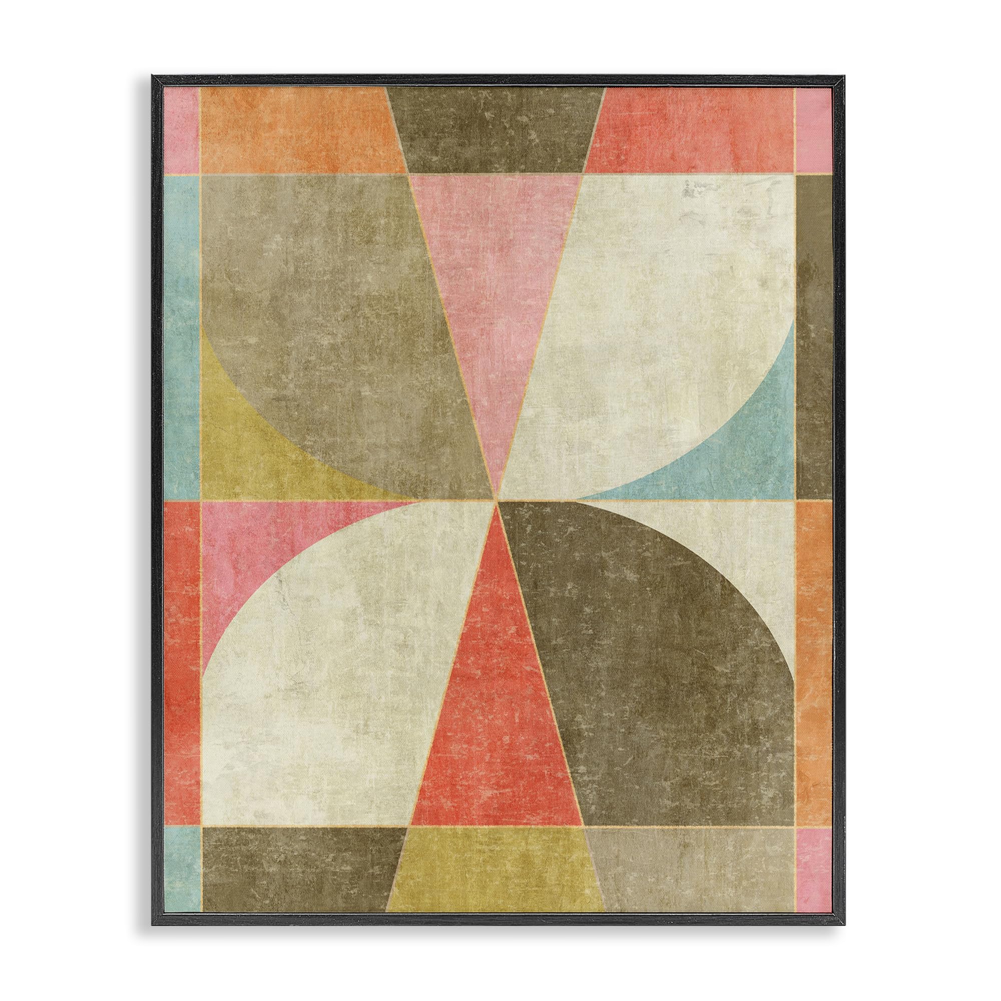 Stupell Industries Midnight Black (Textured) Geometric Pinwheel Abstract Balance, 24 X 30 Inch Framed Giclée Print