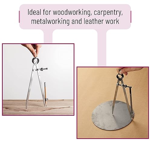 Miniatura 5 de Mr. Pen - Brújula profesional con cerradura, 8 pulgadas, brújula de lápiz, brújula para carpintería, brújula para geometría, divisor de alas, dibujo