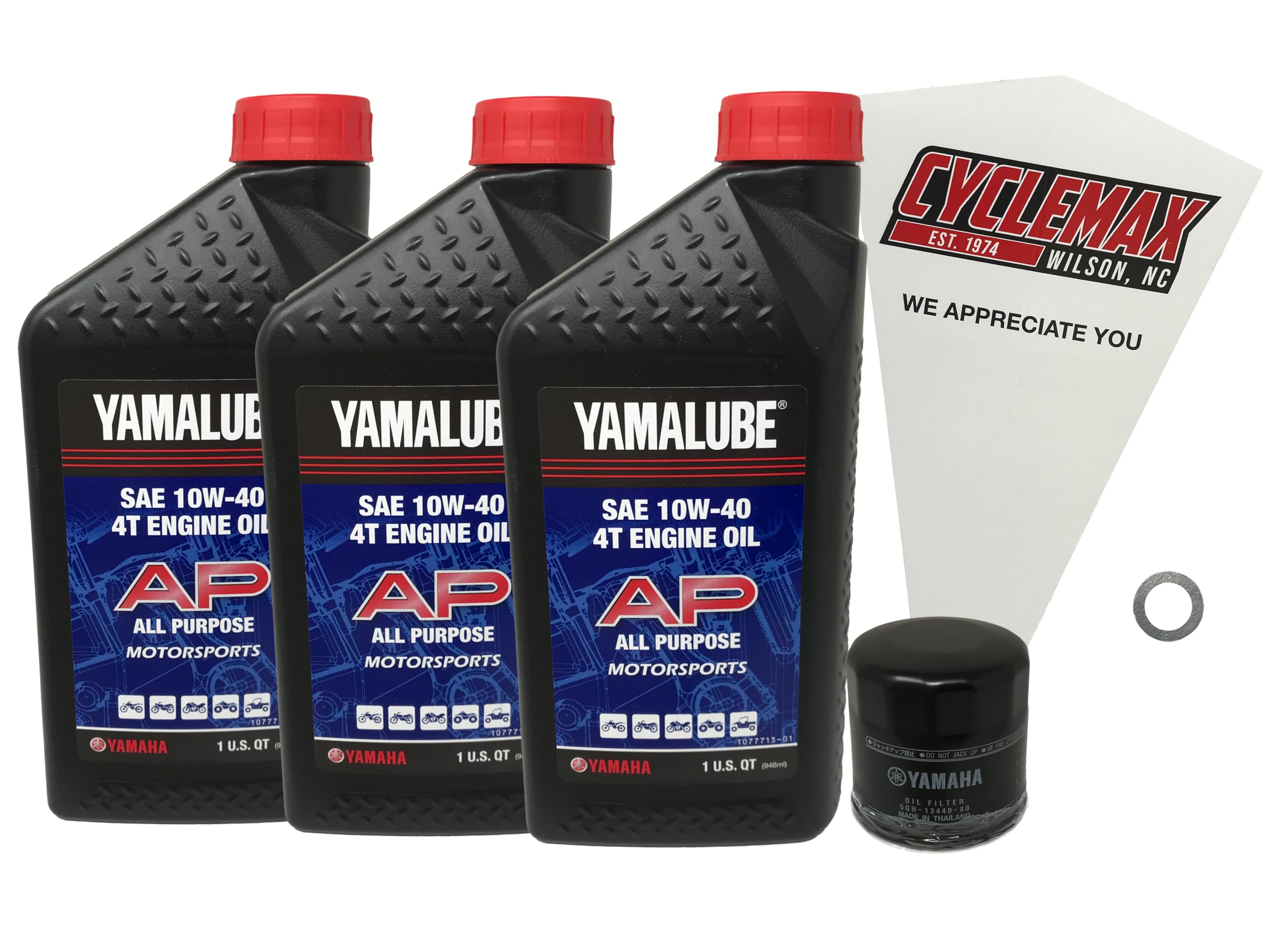 Cyclemax Oil Change Kit compatible with 2019-2023 Yamaha Yamalube 10W-40 compatible with Grizzly/Kodiak 700 ATV