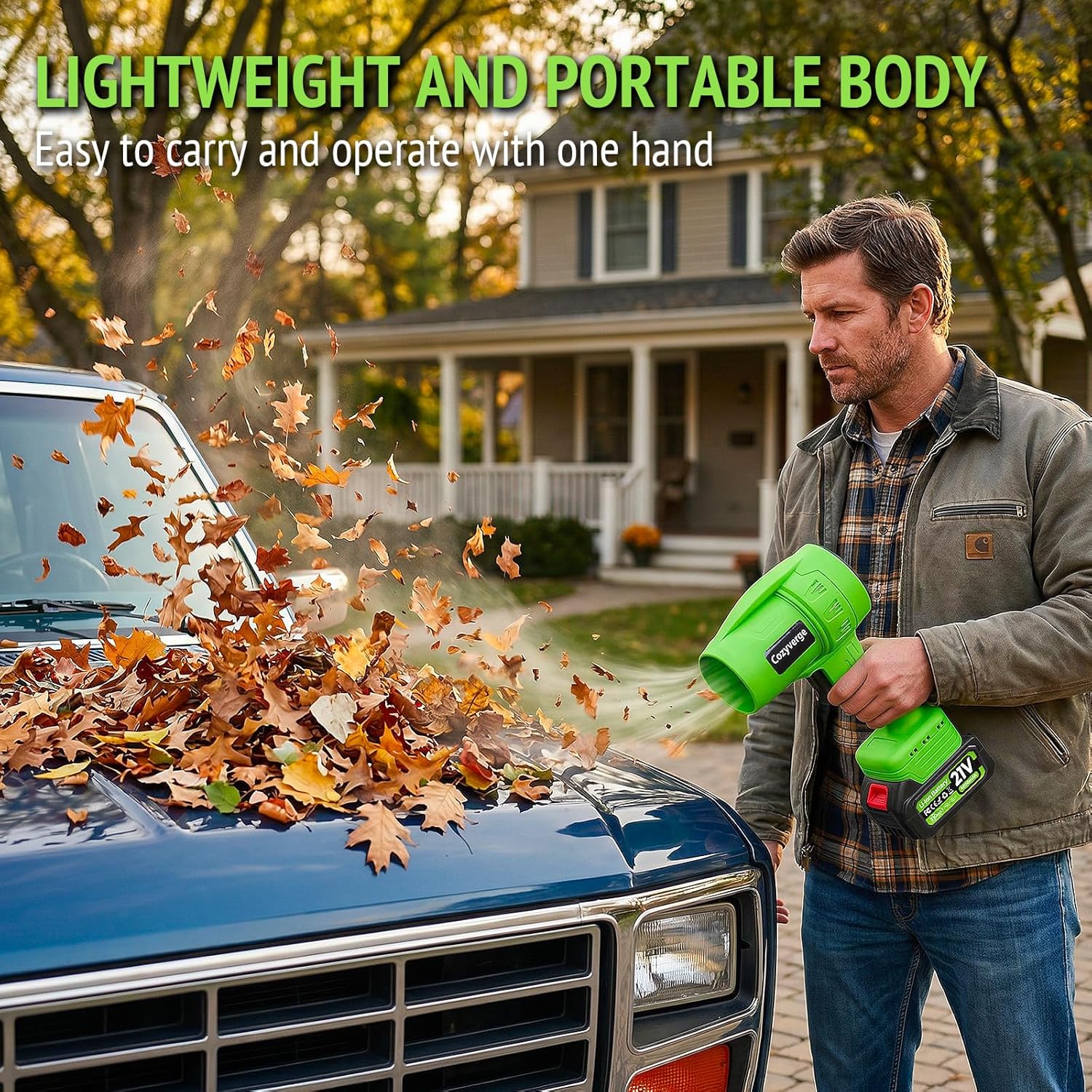 Electric Leaf Blower Cordless: 880,000 RPM Turbo Jet Motor 2 x 4.0Ah Batteries High Power Handheld Blowers for Lawn Care/Yard Leaves/Patio Cleaning/Sand/Snow/Dust Heavy Duty Air Dryer
