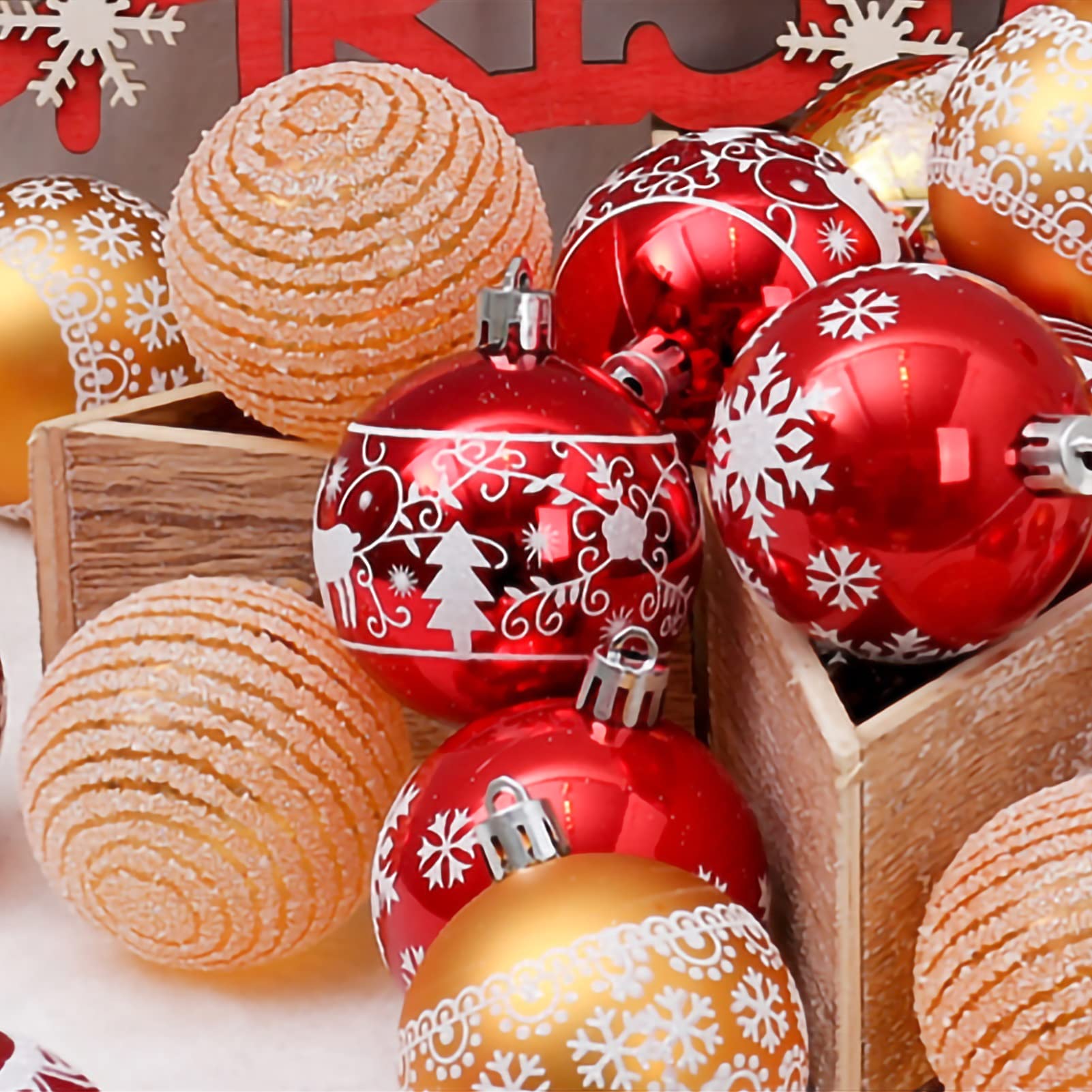 Palline Di Natale Vacanze 60mm / 2.36 "Pendenti dell'albero di Natale pendenti decorativi Appeso Baubles Badbles Balls Ornamenti for vacanze Party Wreath Tree, 24 pz Decorazioni Natalizie(A)