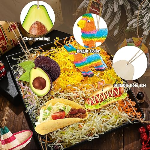 Miniatura 6 de 32 adornos de madera de Navidad – Decoración de árbol del Cinco de Mayo – piñata, botella de tequila, aguacate, guacamole, alimentos de estadio,