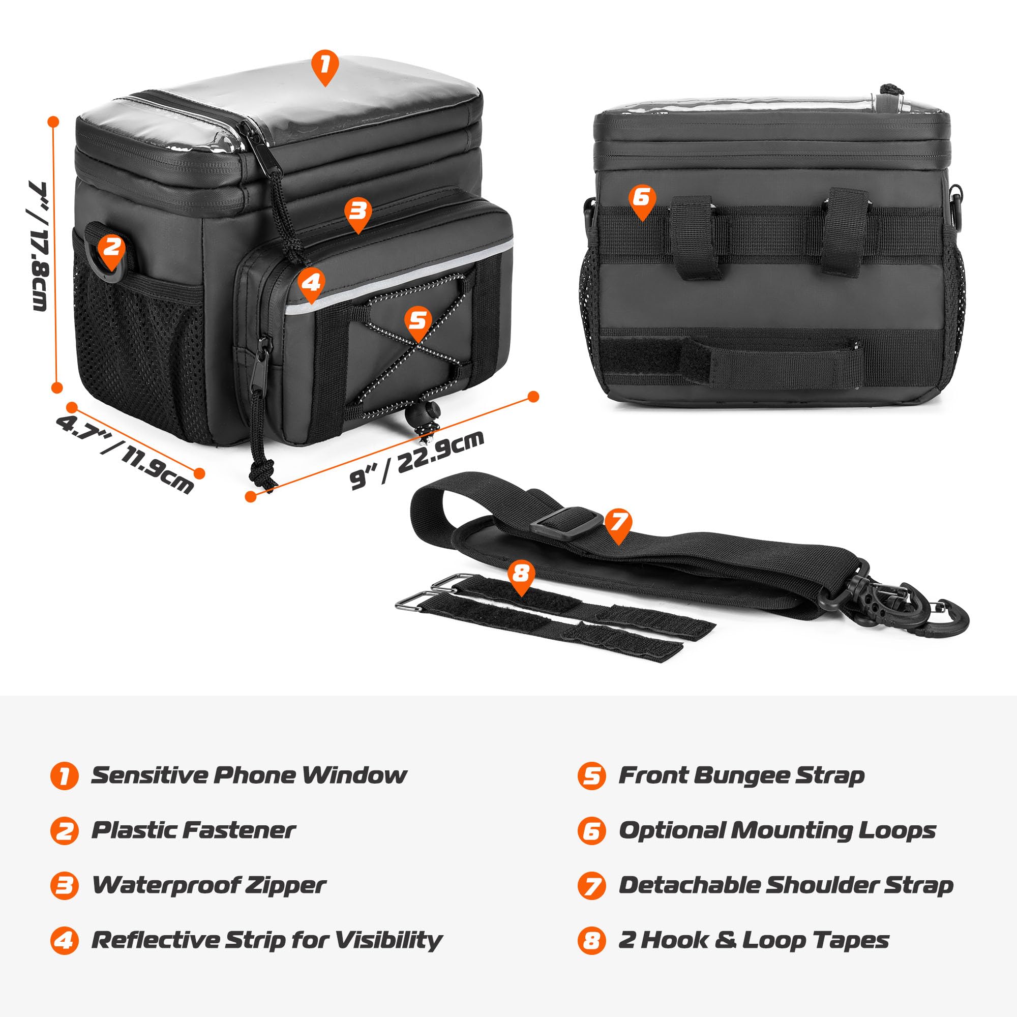 HODRANT Bolsa impermeable para manillar de moto, bolsa para manillar de bicicleta con ventana de PVC transparente, bolsa de herramientas para motocicletas (Cruiser, Softail, Dyna, Sportster, Dirt Bike