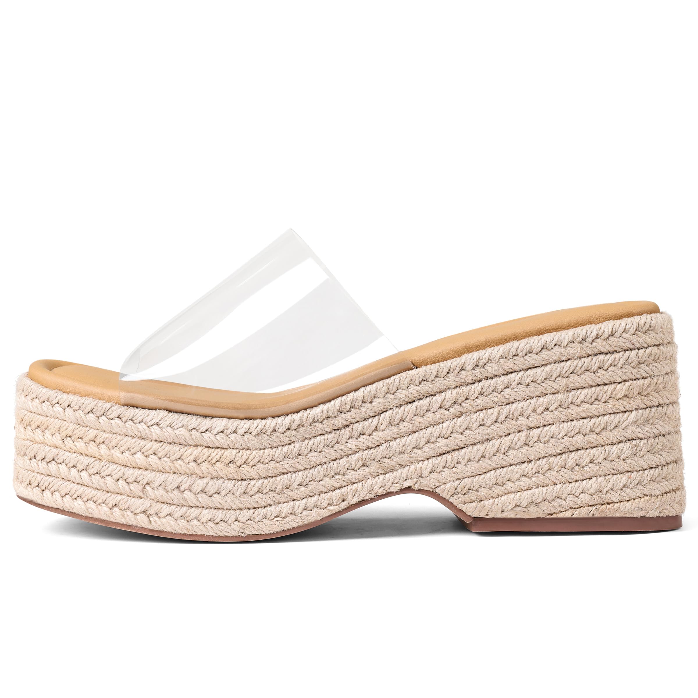 EQAUDES Platform Slip on Espadrille Sandals for Women Wedges Slides Bohemia Sandals Flatform Open Toe Beach Sandals