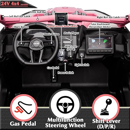 Miniatura 5 de Auto de juguete para niños de 24 V con control remoto compatible con CAM-AM Maverick vehículo todoterreno lado a lado de 2 plazas 4WD Kids UTV,