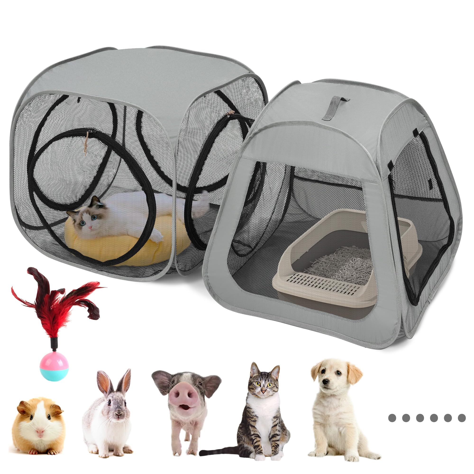 Portable Cat Playpen, Trapezoidal Design for Better Standing, Foldable Pet Tent for Indoor and Outdoor Use,Dog Playpen, Outdoor Cat Tent, Cat Houses & Condos for Kitten,Cat,Puppy and Small Animals.
