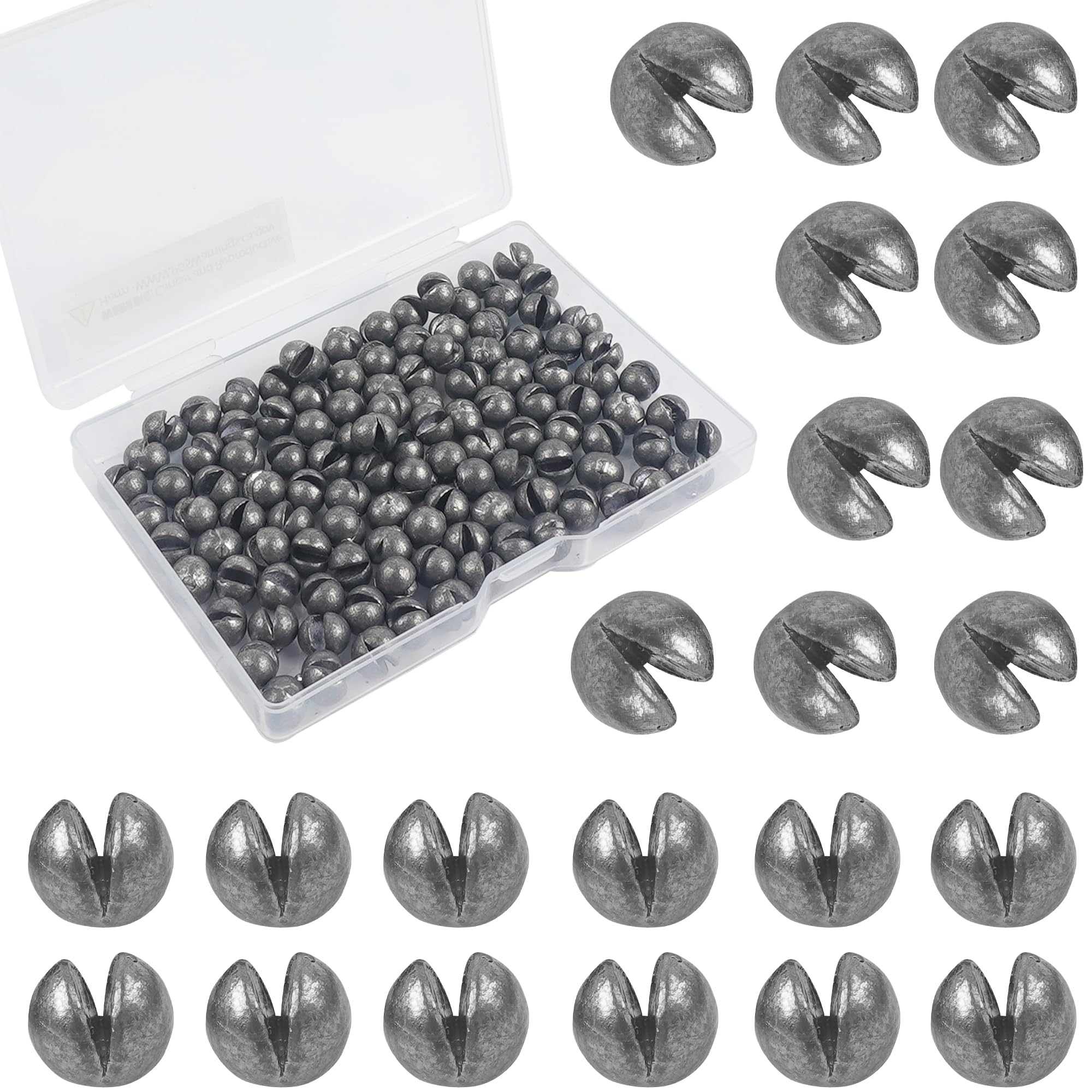 Removable Split Shot Weights Fishing Weight Sinker Slip On Fly Fishing Line Sinkers Freshwater Saltwater Round Lead Sinking Egg Sinkers Fishing Drop