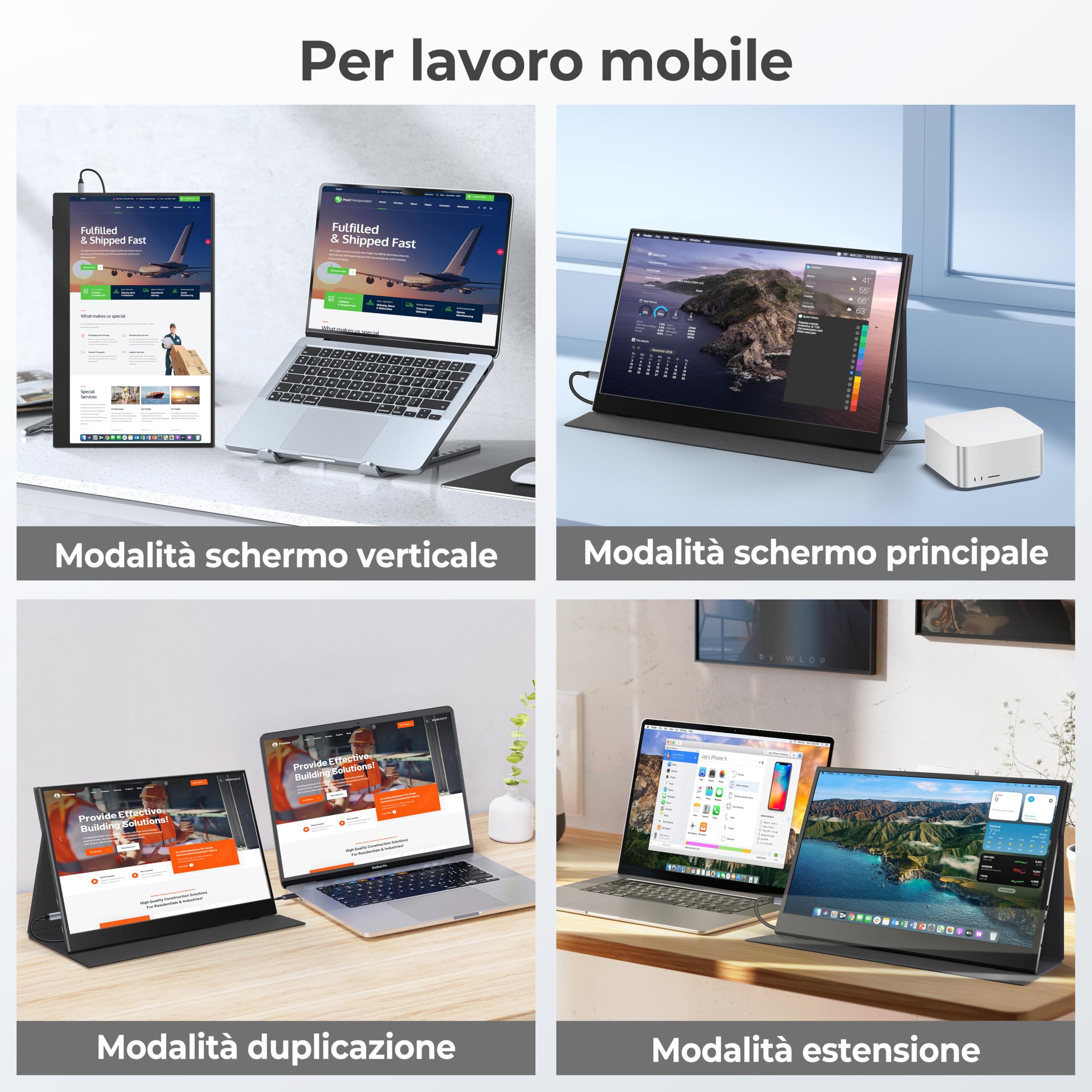 UFYQL Monitor Portatile 15,6" IPS Full HD 1080P – Schermo Ultra-Slim con Custodia, USB-C & mini HDMI, Plug & Play per Laptop, MacBook, PC, Smartphone e Console