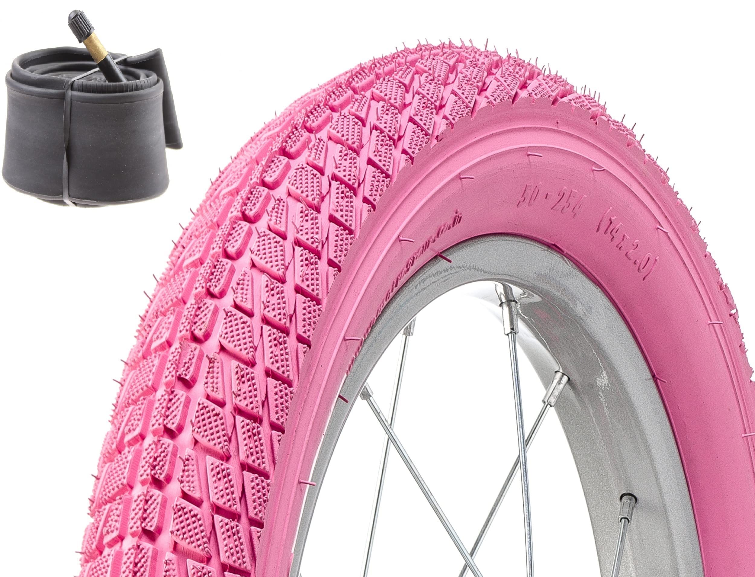 Fahrradreifen Mantel Decke 12 Zoll 12 x 2.00 Fahrrad Kinder Reifen Schlauch Pink Sport & Freizeit