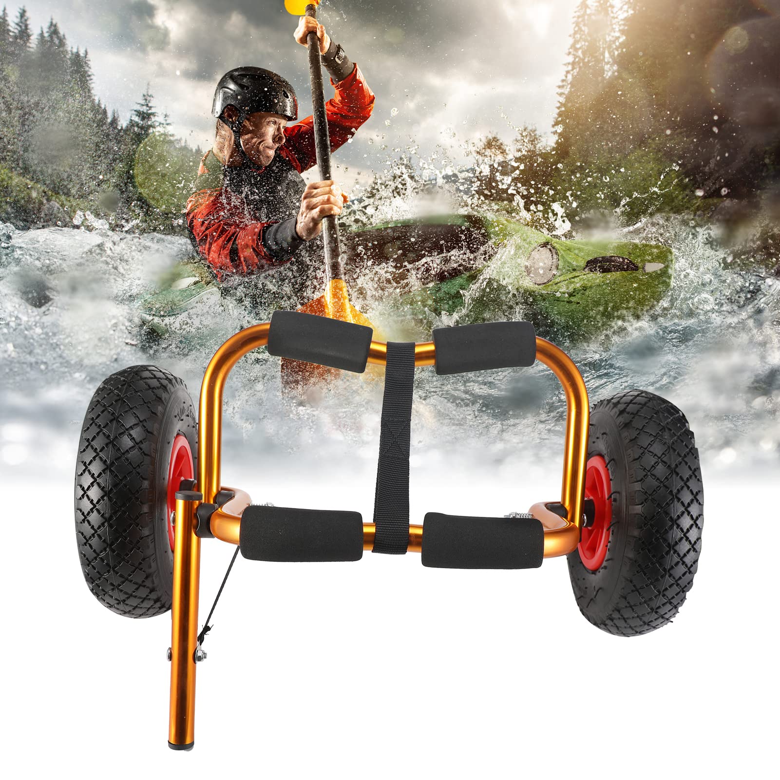 Kajakkorb Werkzeug, Tragbare Faltbare einfache Montage Aluminium Kajakwagen mit Großen Starken Pu 8 ' Reifen, Solide Kick-stand, 12 Meter