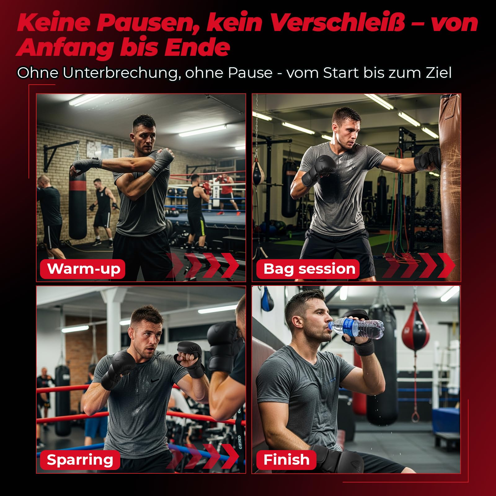 LIBERLUPUS MMA Handschuhe Sparring– Offene Handfläche für Sandsackhandschuhe, Kickboxen, Boxsack Training – Strapazierfähiges Kunstleder mit Handgelenkstütze