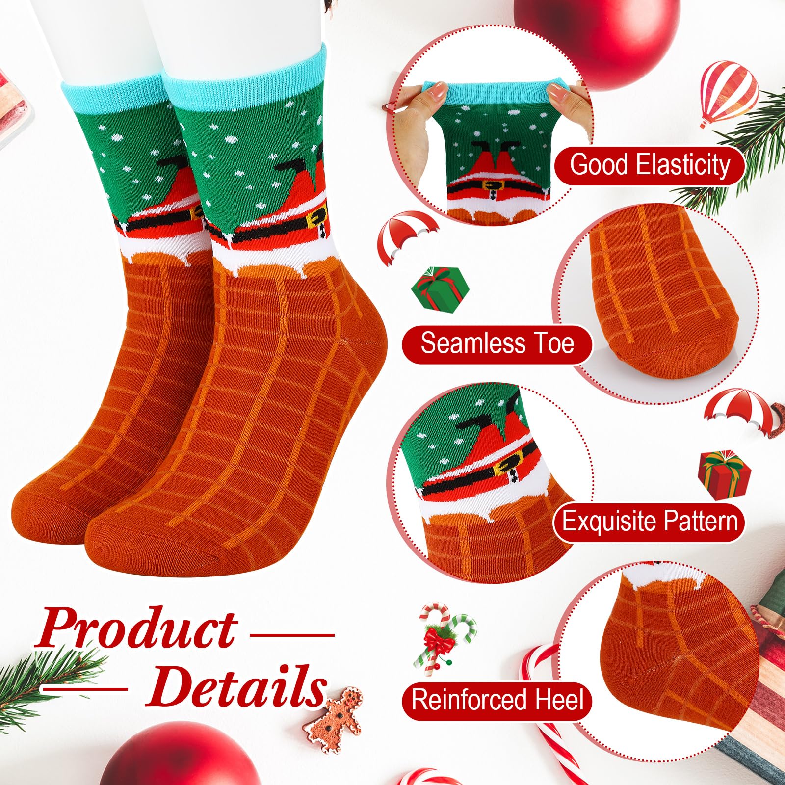SATINIOR 24 Paia Calze di Natale Calzini Natalizi al Polpaccio Calze di Natale Colorate Divertenti Donna Uomo Adulti Unisex