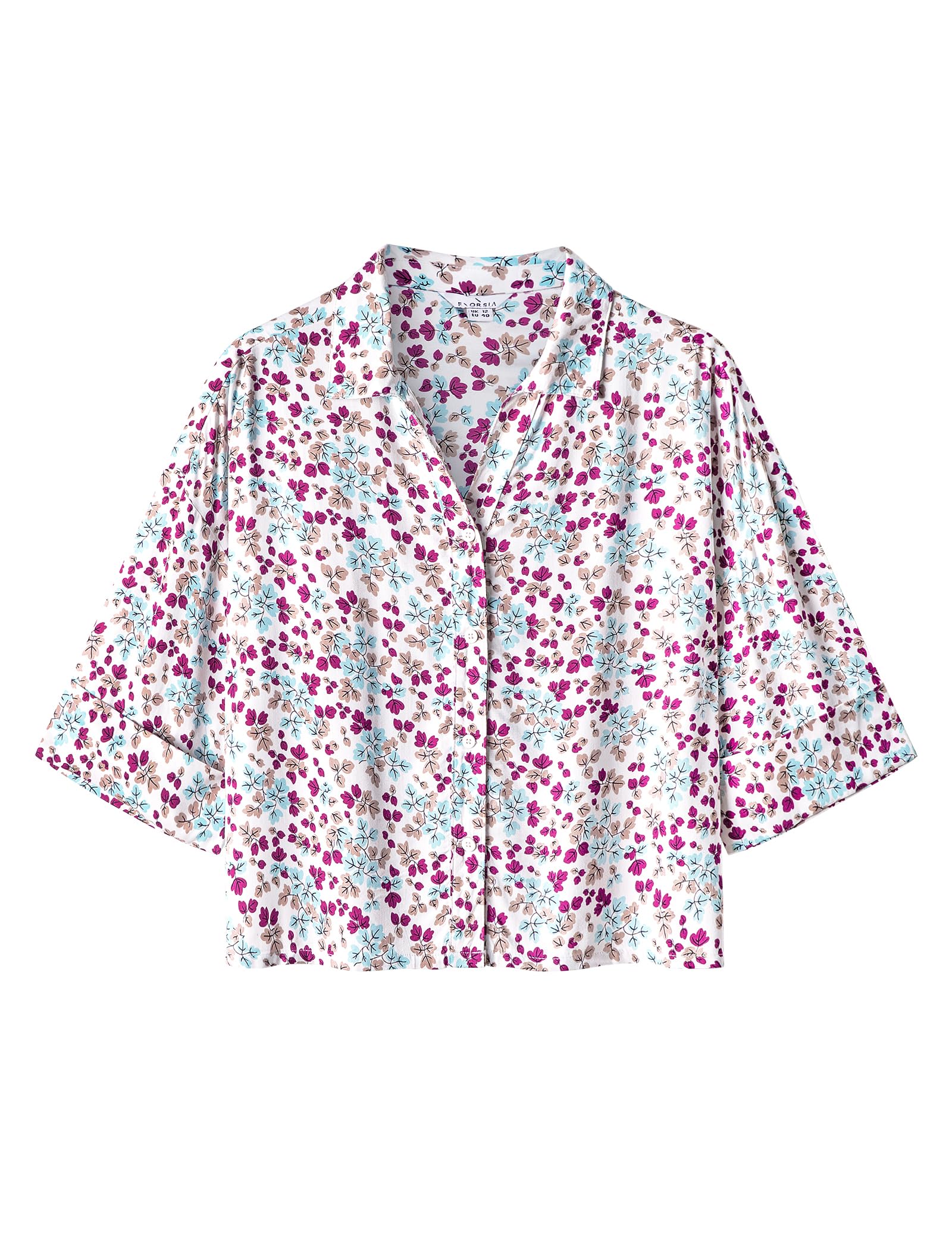 Camisa cuadrada con cuello cubano floral para mujer, ligera, de viscosa, holgada, de manga corta, elegante, para uso diario, Reino Unido
