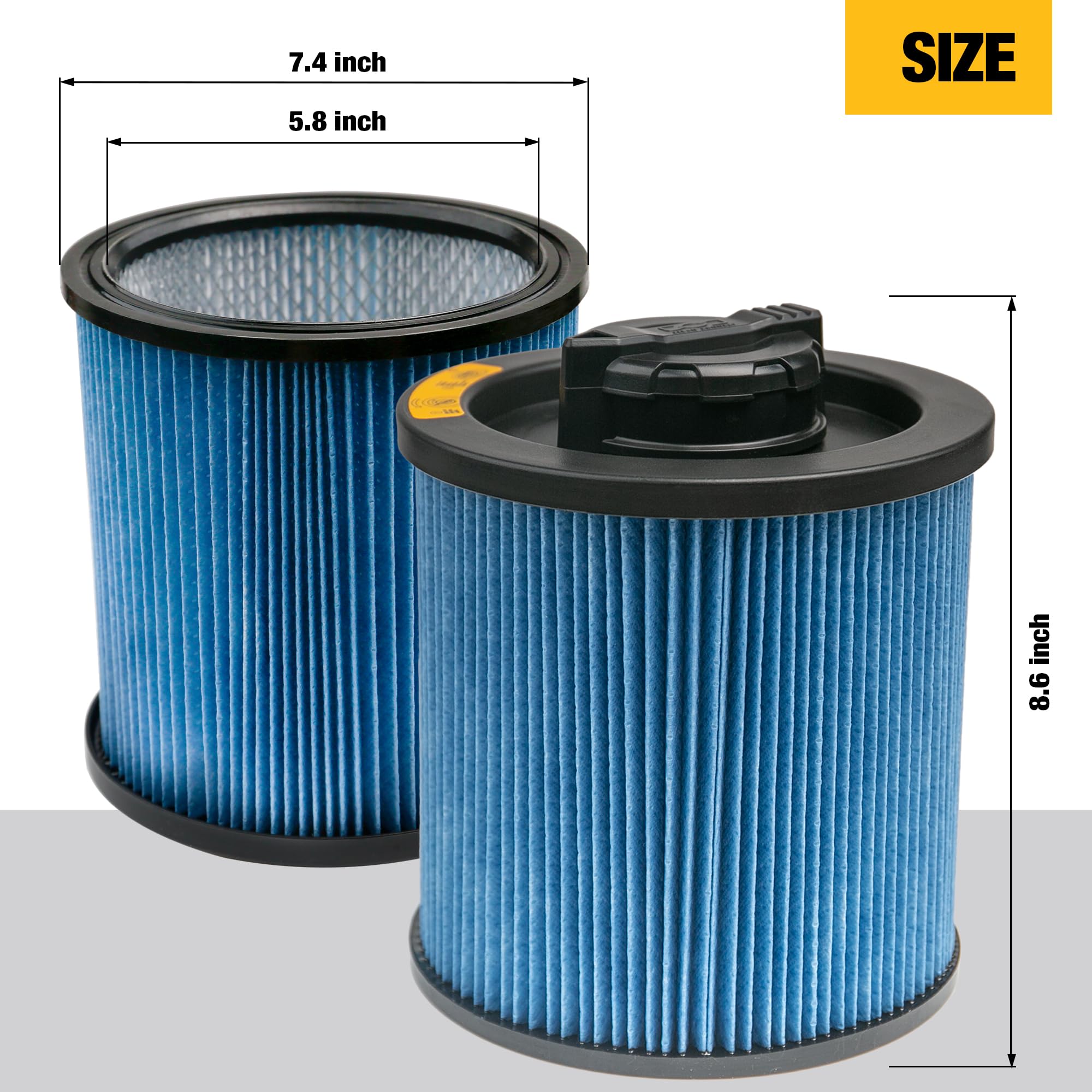 DEWALT HEPA-Staubsaugerfilter, Ersatz DXVC6912, passend für Nass- und Trockensauger, kompatibel mit DXV06P, DXV09P, DXV09PA, DXV10P, DXV10PL, DXV10S, DXV10SA, DXV10SB, DXV12P, DXV14P, DXV16P