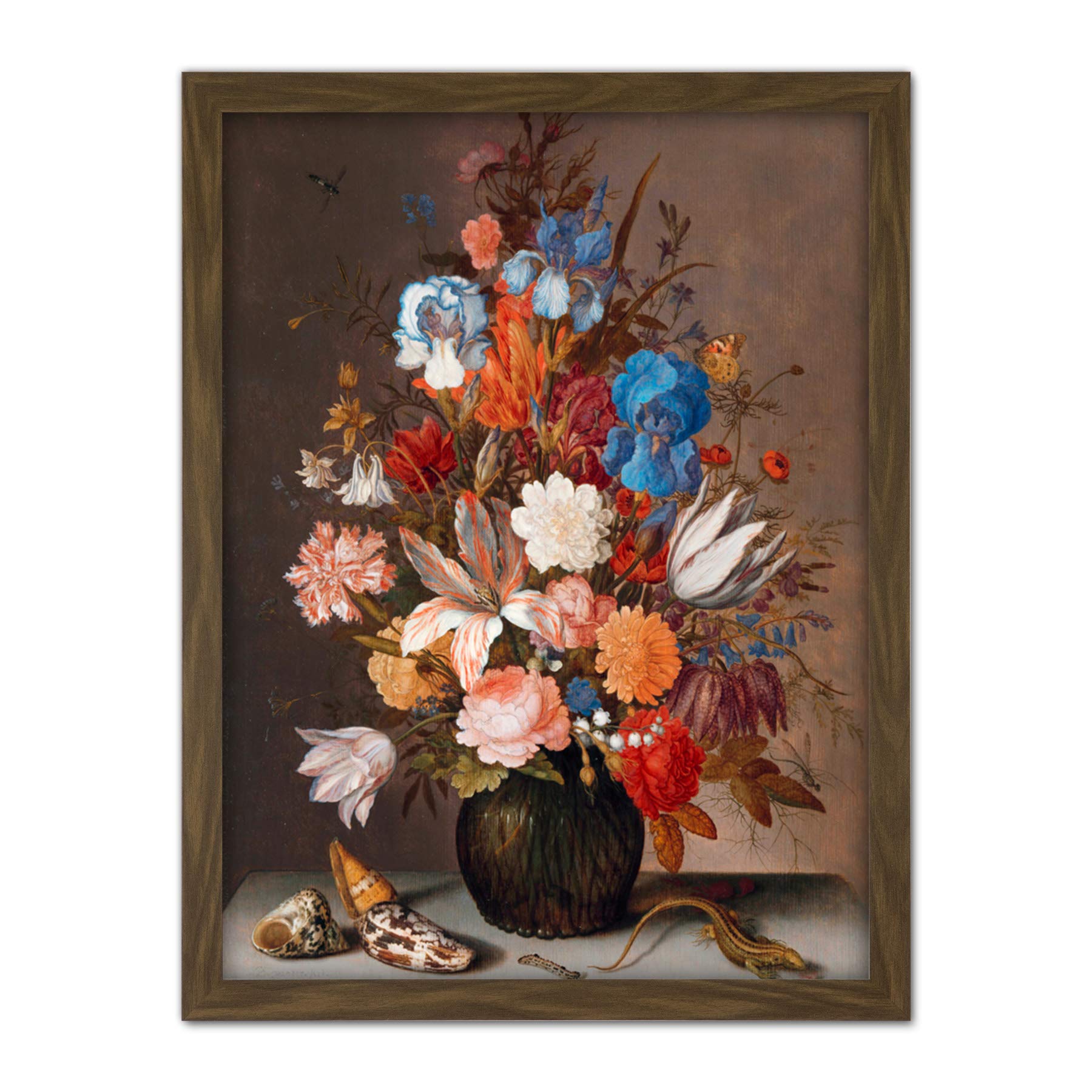 Artery8 Balthasar Van Der Ast Still Life Flowers Painting Artwork Framed Wall Art Print 18X24 Inch