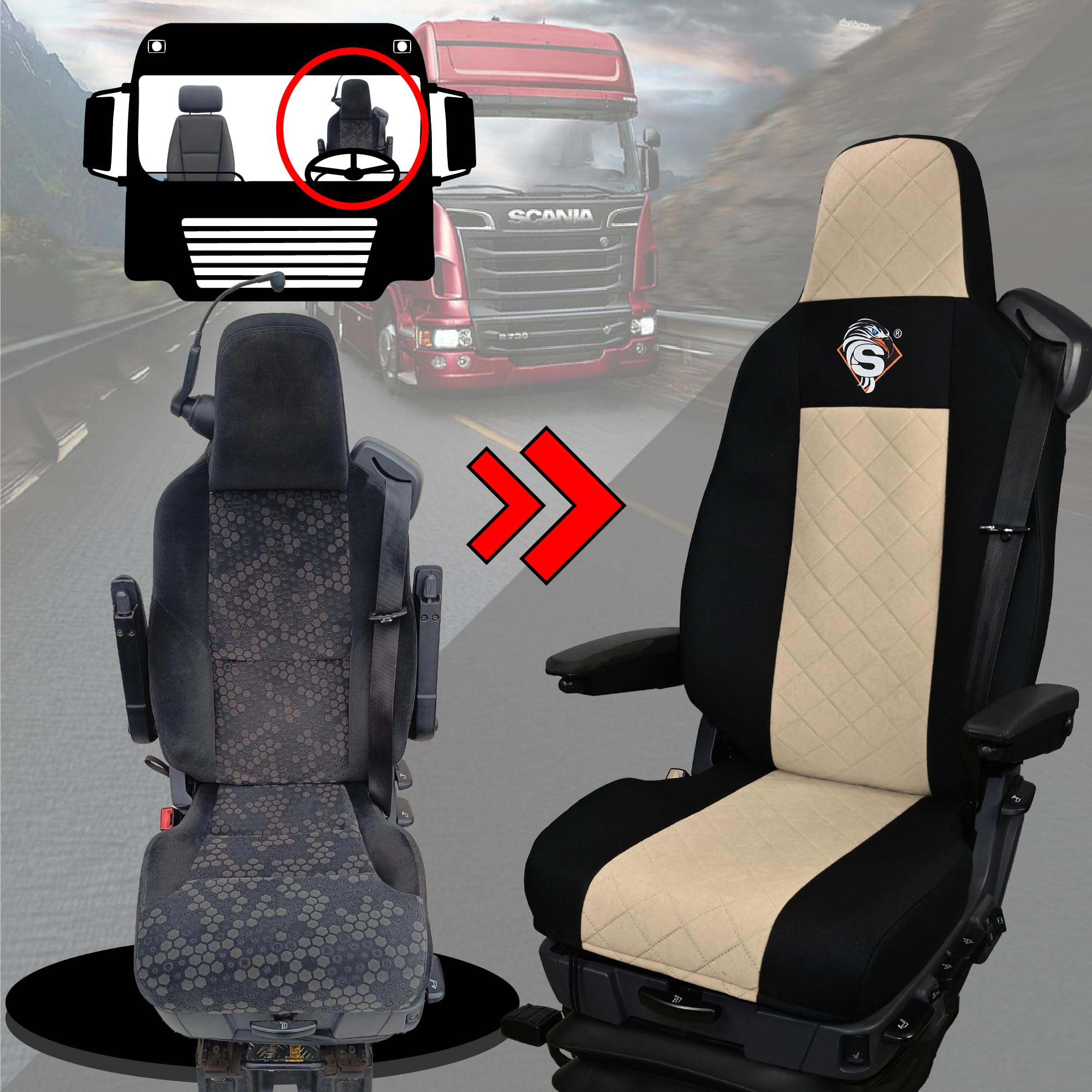 SABA Auto Sitzbezüge LKW für Scania R-Reihe ab 2013, S-Reihe ab 2017