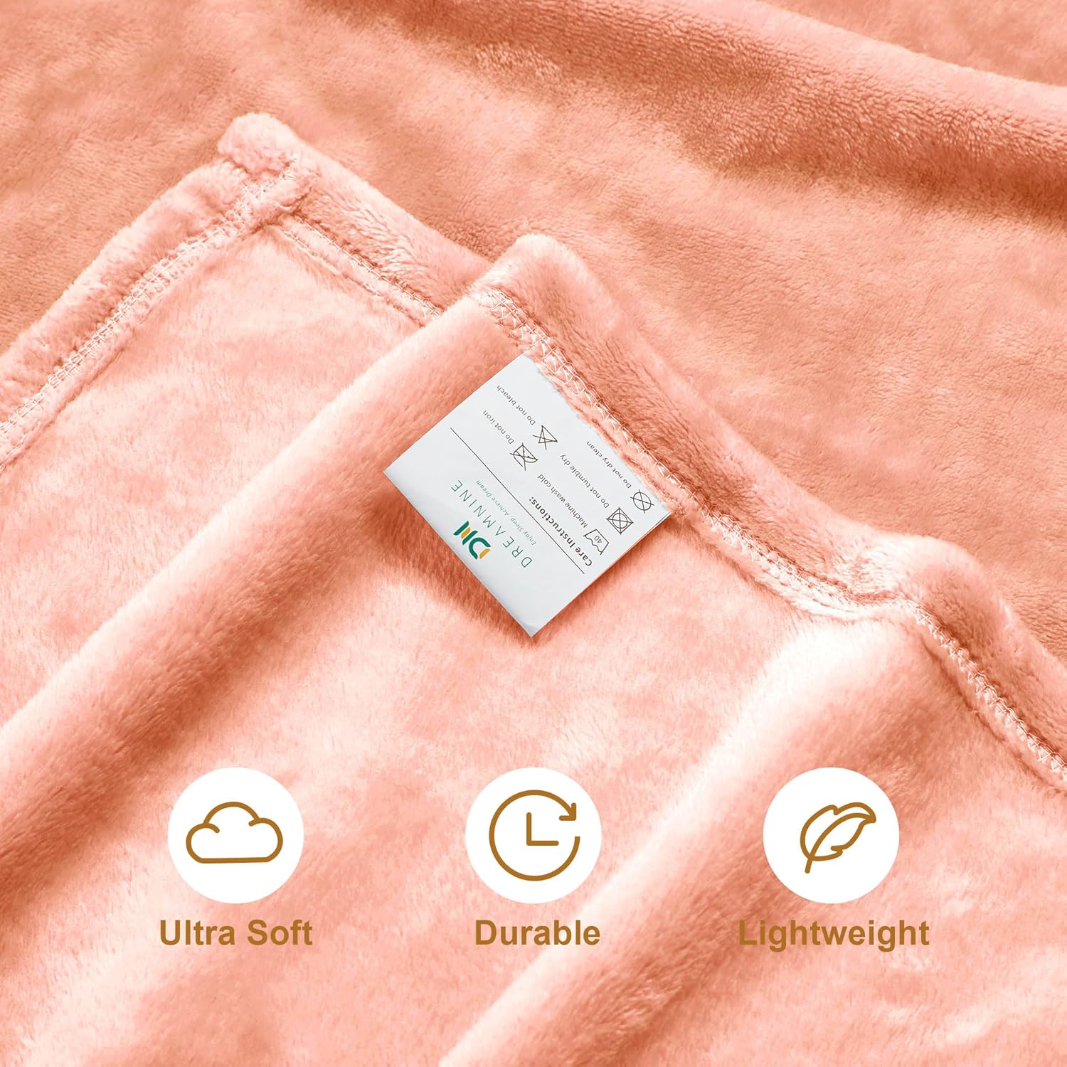 DREAMNINE Super Soft Fuzzy Fleece Throw Blanket for Couch Sofa 50" x 60", Decorative Solid Lightweight Velvet Blanket for Chair, Cozy Accent Shaggy Micro Plush Flannel Blankets for Bedroom Dorm, Peach - Image 8