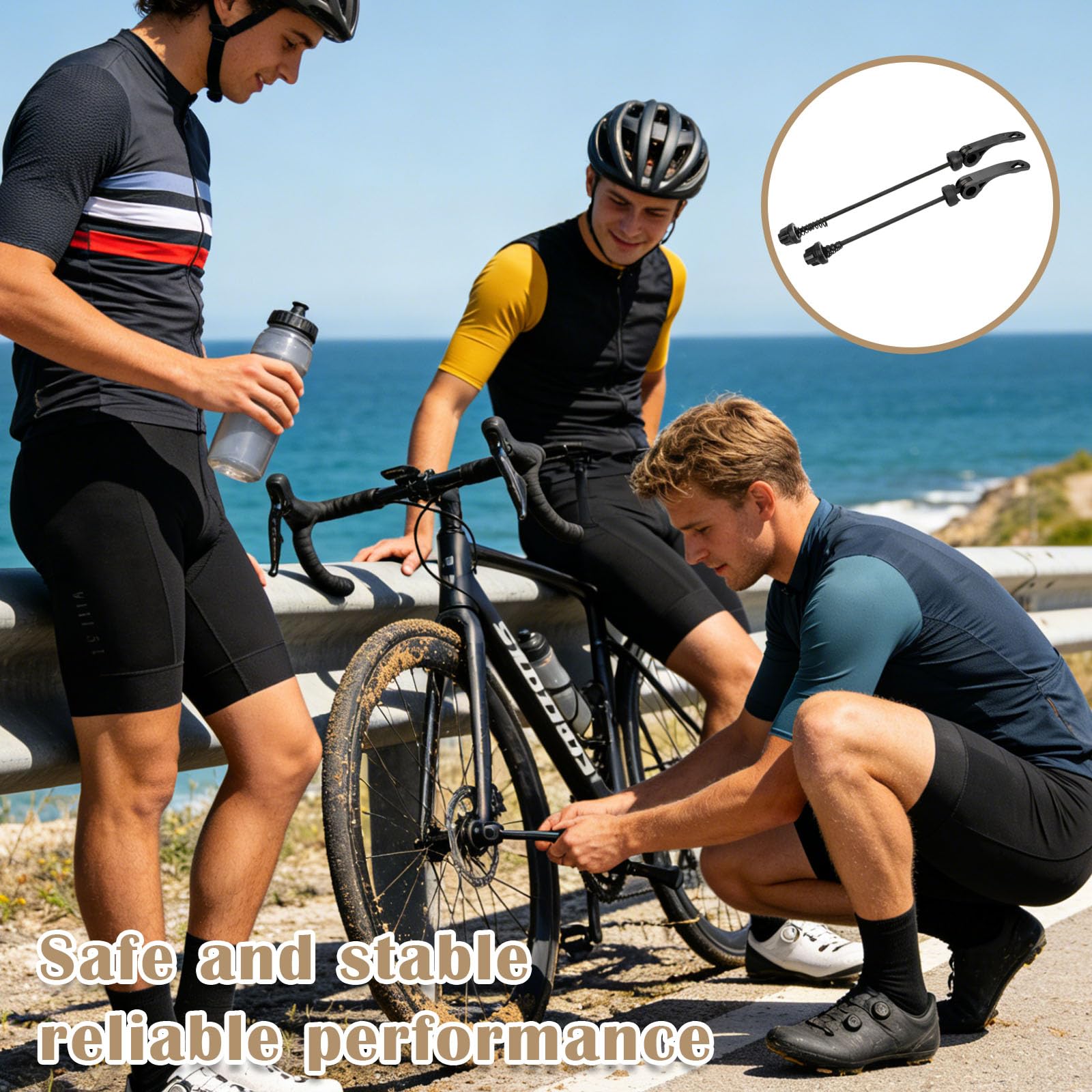 Tappo perno ruota bici 2 pezzi sganci rapidi antifurto compatibili MTB bici da strada lega leggera neri