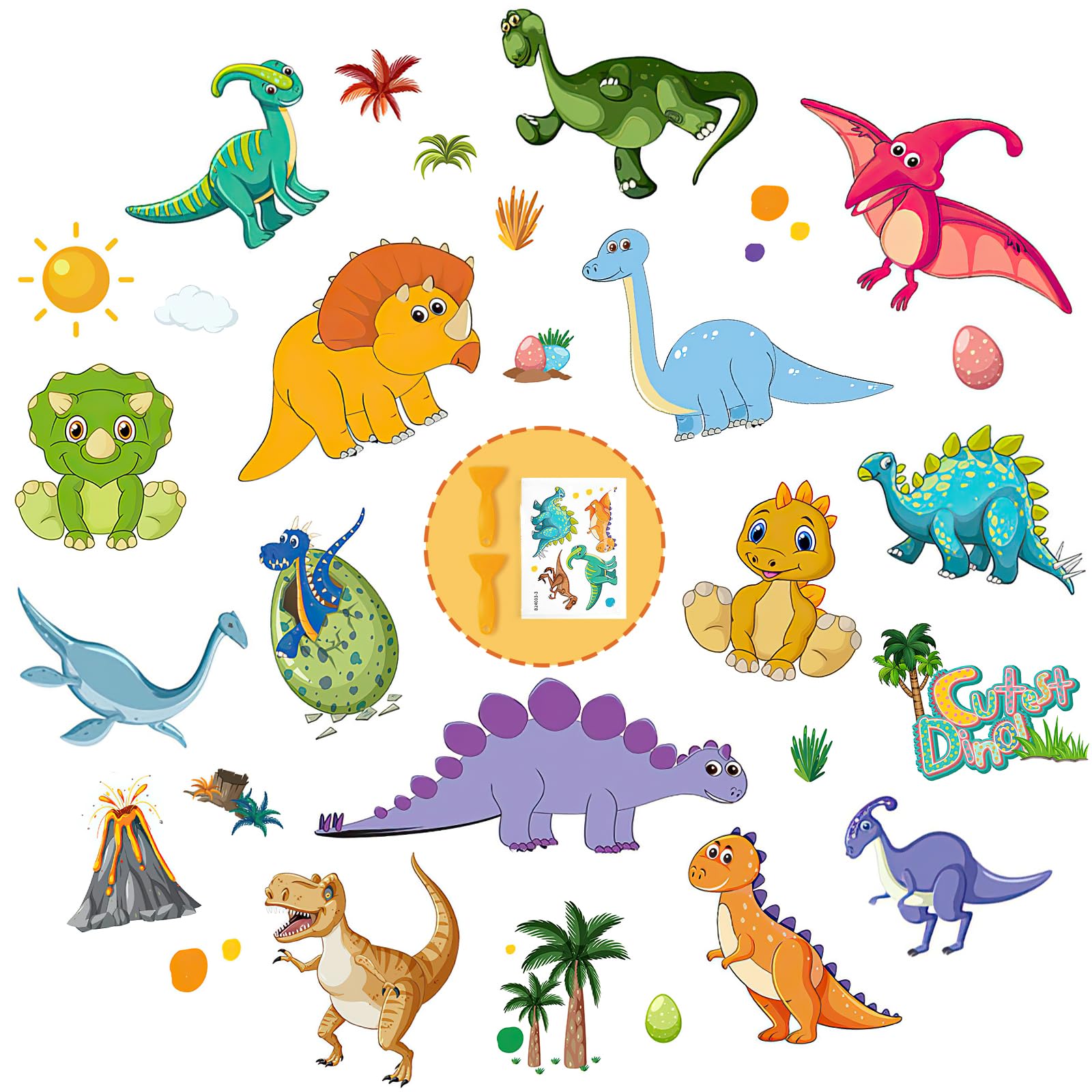 Stickers baignoire antidérapants pour le bain des enfants PRATIQUE dinosaure sauvage