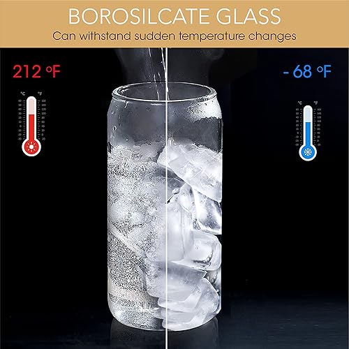 Miniatura 4 de Look Up Vasos para beber con tapas de bambú, popotes de plástico y 2 cepillos de limpieza, vasos de 16 onzas, tazas de cocina, té helado y vidrio de