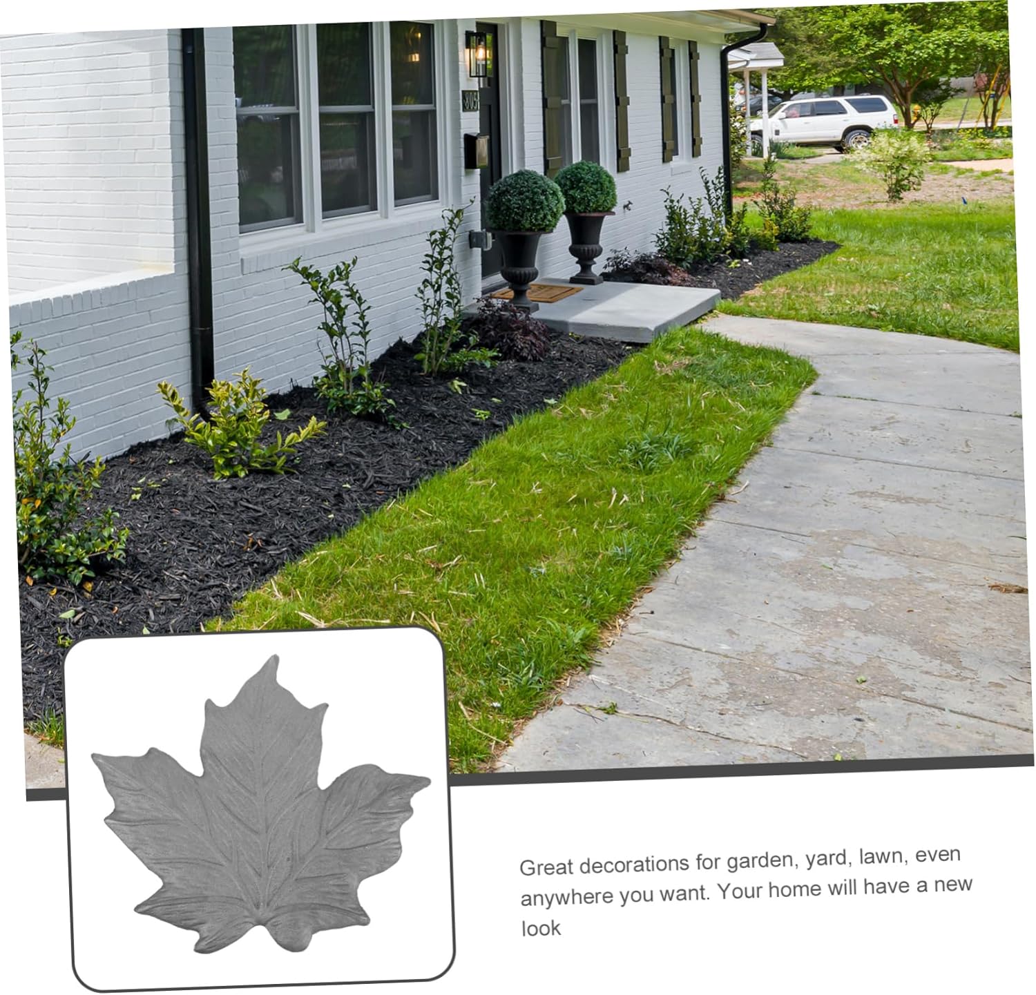 Memorial Garden Decor Maple Leaf Stepping Stone Iron Garden Accessory Outdoor Walkway Stone