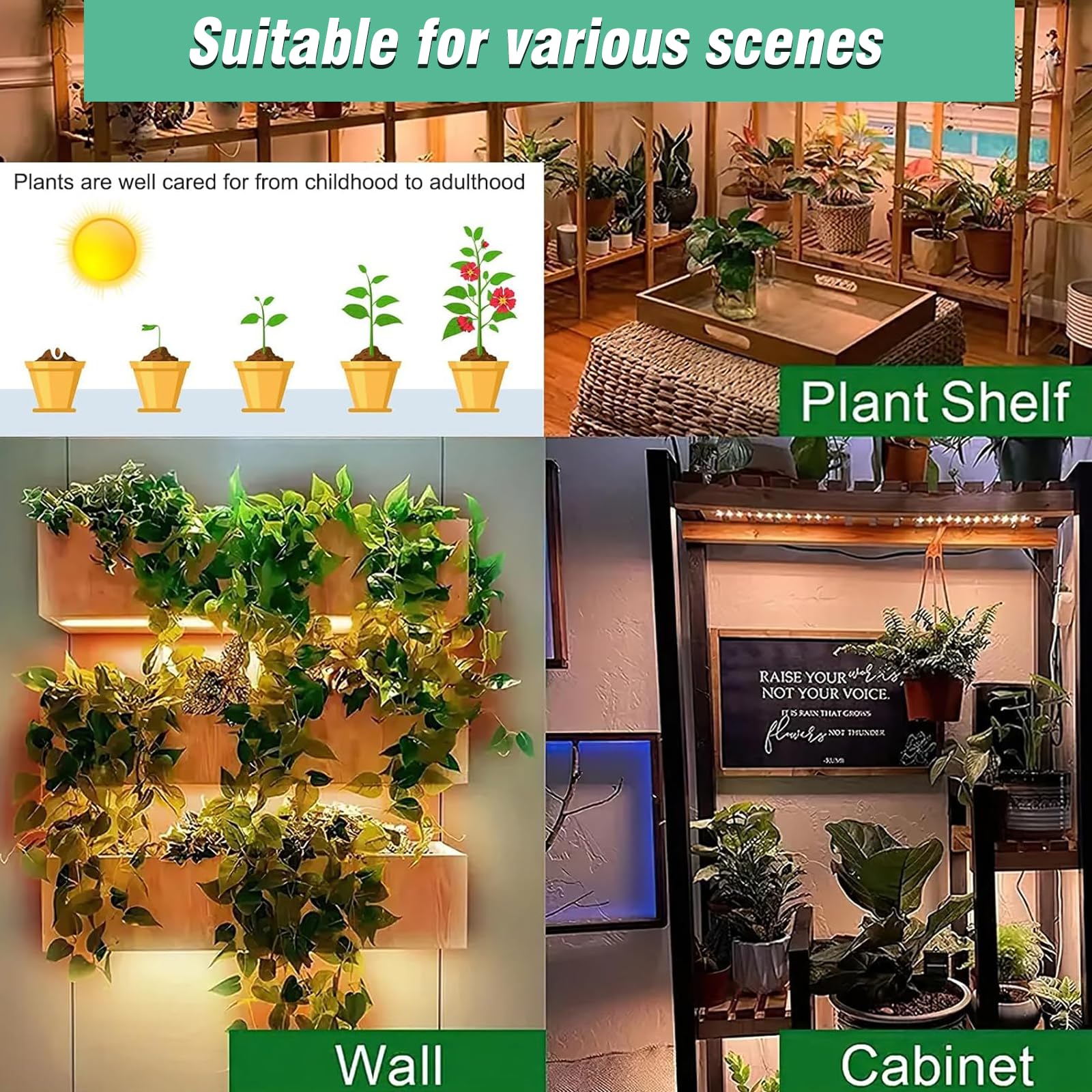 Lot de 2 lampes LED à spectre complet, 270 LED avec 3 modes d'éclairage, lampe pour plantes d'intérieur, avec minuterie, 10 types de luminosité