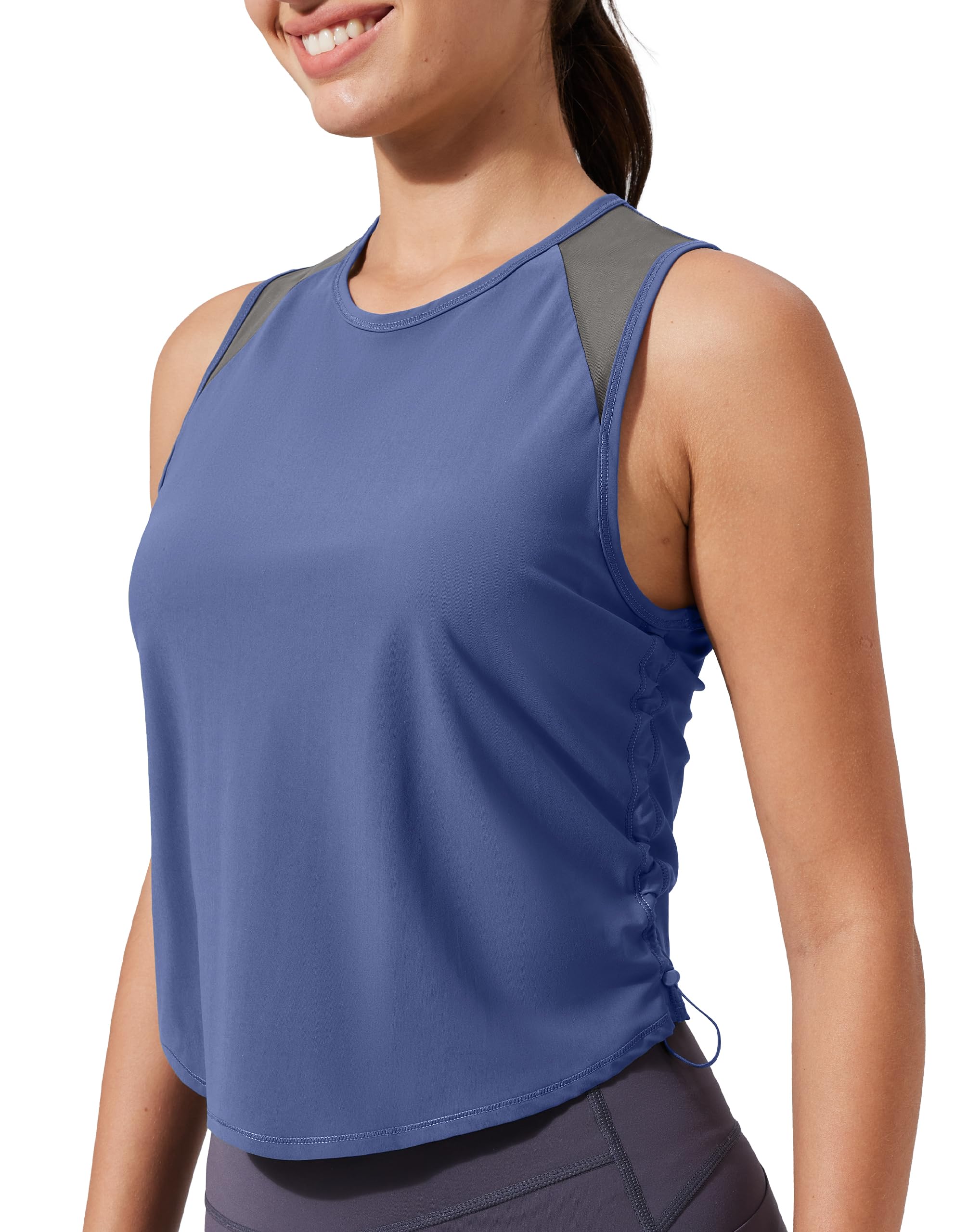 Pioneer Camp Canotte da allenamento da donna con pannello in rete, vestibilità ampia, senza maniche, per yoga, corsa