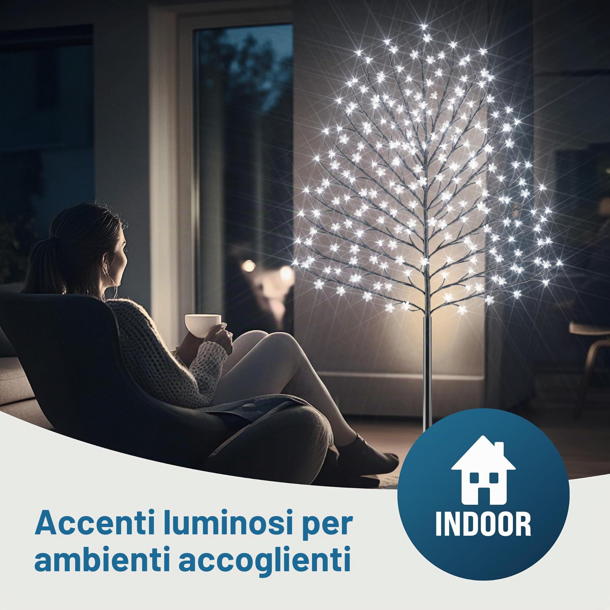 Monzana Albero Ciliegio Luce a LED 220cm con Telecomando e Timer 8 modi Illuminazione Interno Esterno